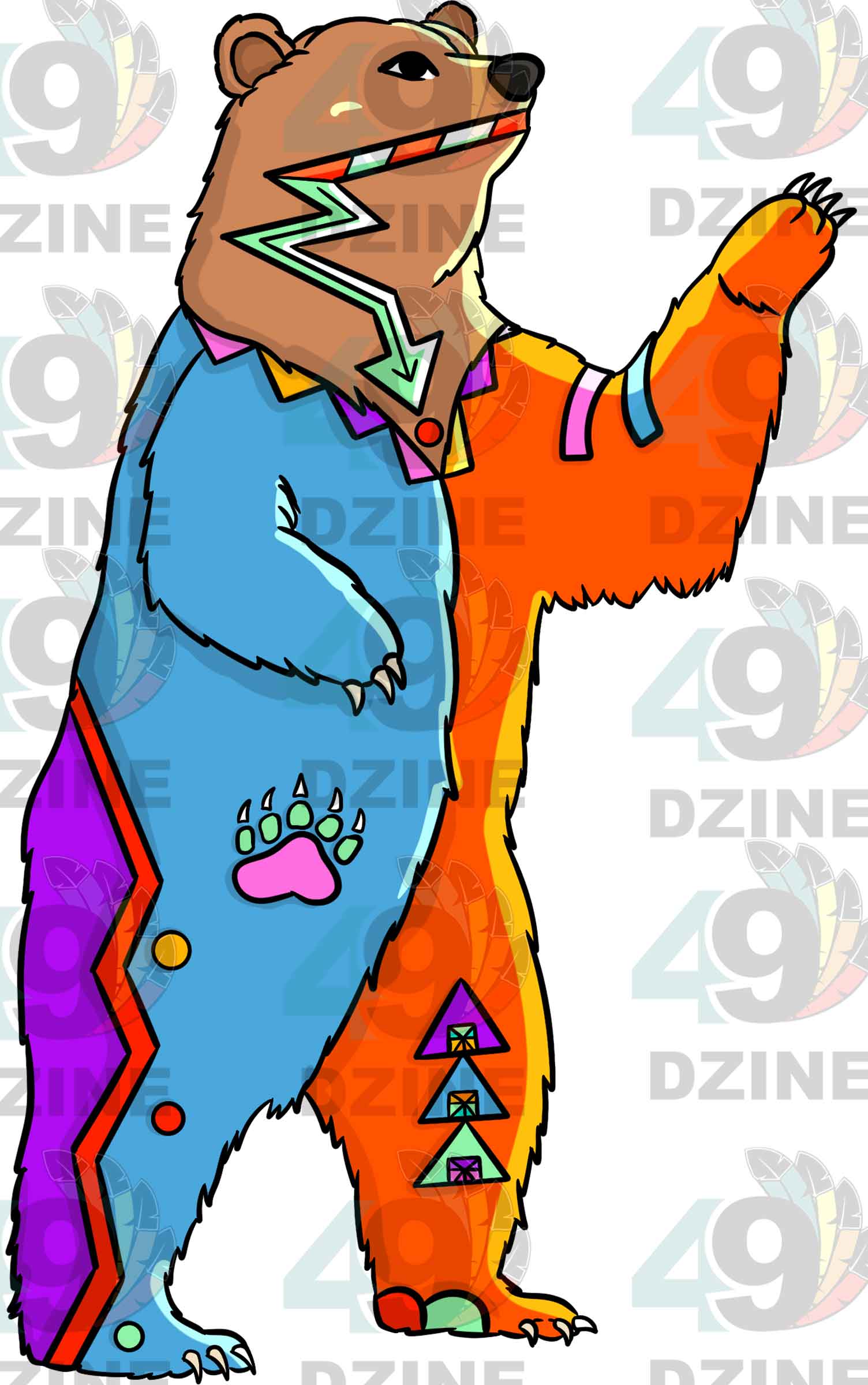 Bear 5 Colored Transfer (Various Sizes)