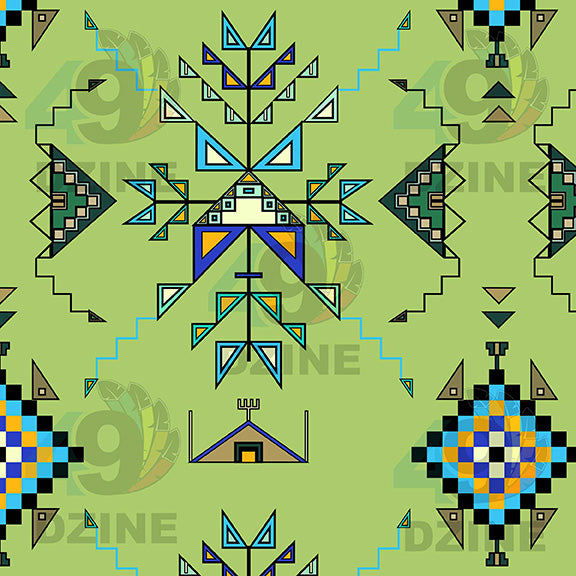 Bear Shield Green Satin Fabric By the Yard Pre Order