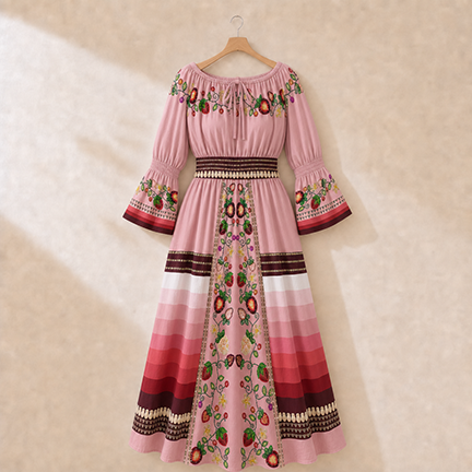 Berry Rites Pink 3 Smocked Waist Peasant Dress