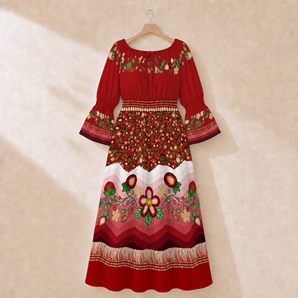 Berry Rites Red 2 Smocked Waist Peasant Dress