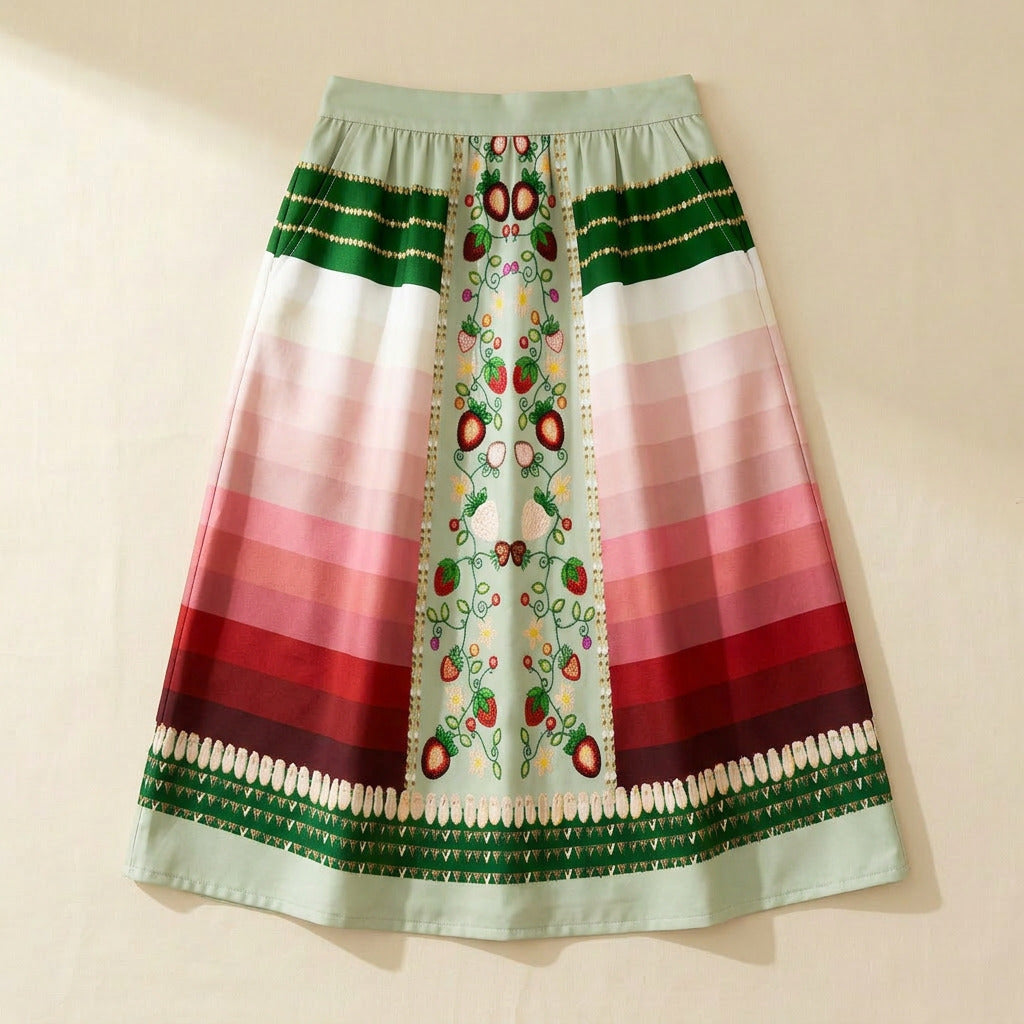 Berry Rites Sage 2 Elastic Waist Pocket Midi Skirt