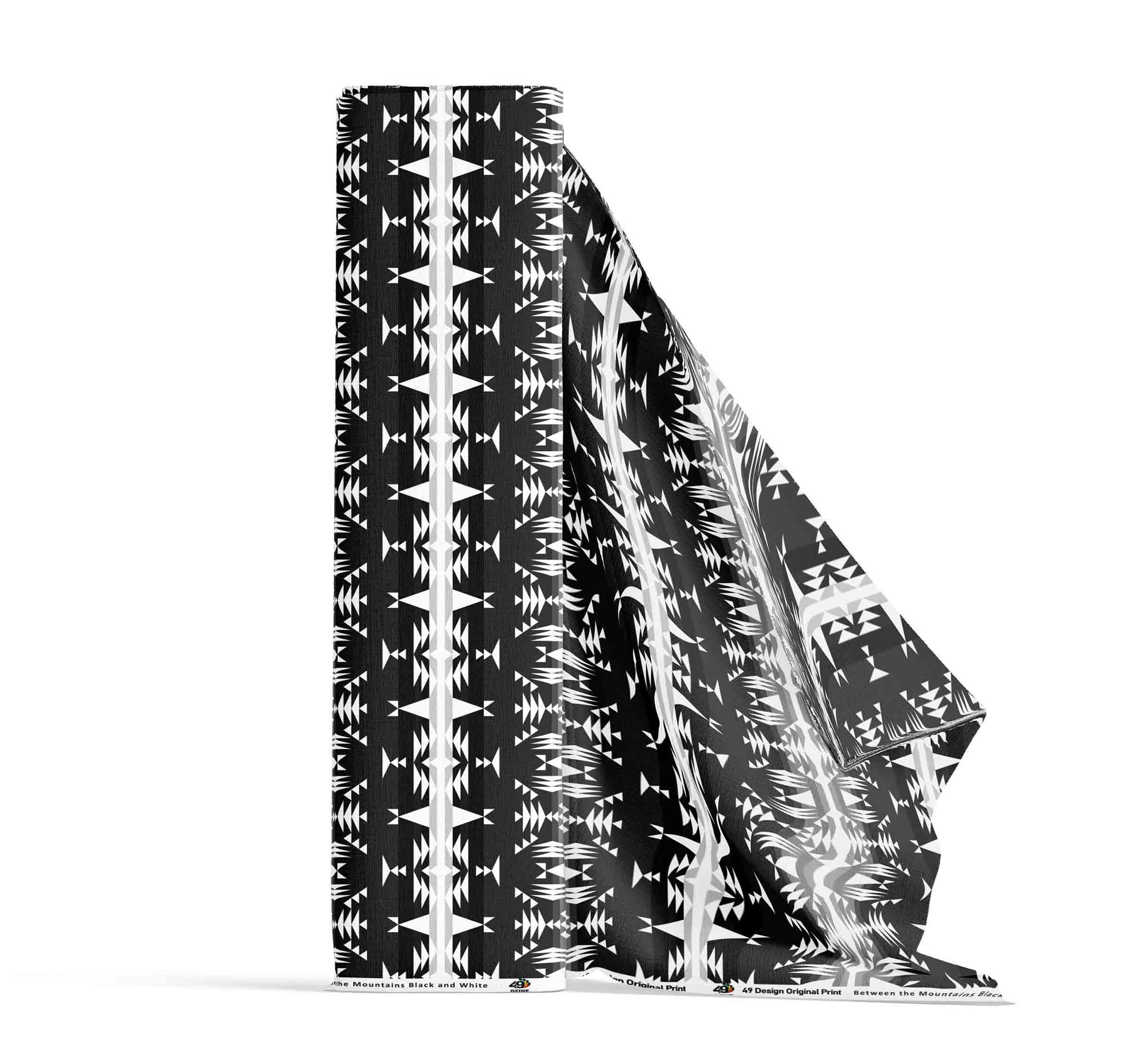 Between The Mountains Black and White Satin Fabric By the Yard Pre Order