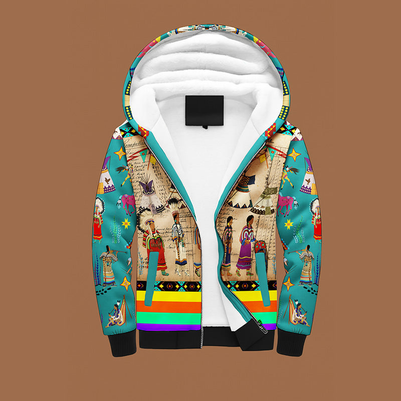 Blackfoot Line Teal Men's Sherpa Hoodie