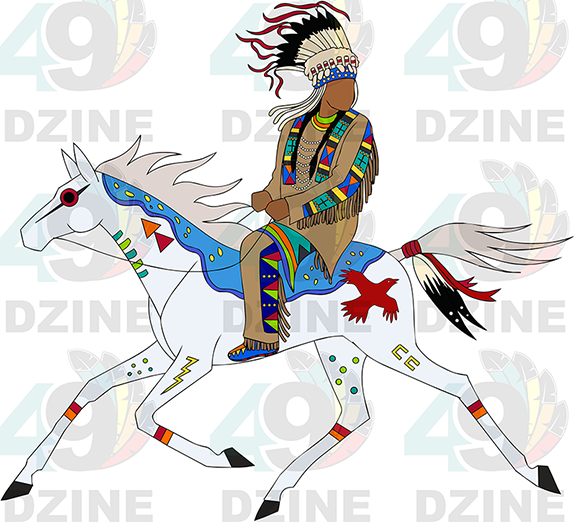 Blackfoot Rider on White Horse Transfer (Various Sizes)