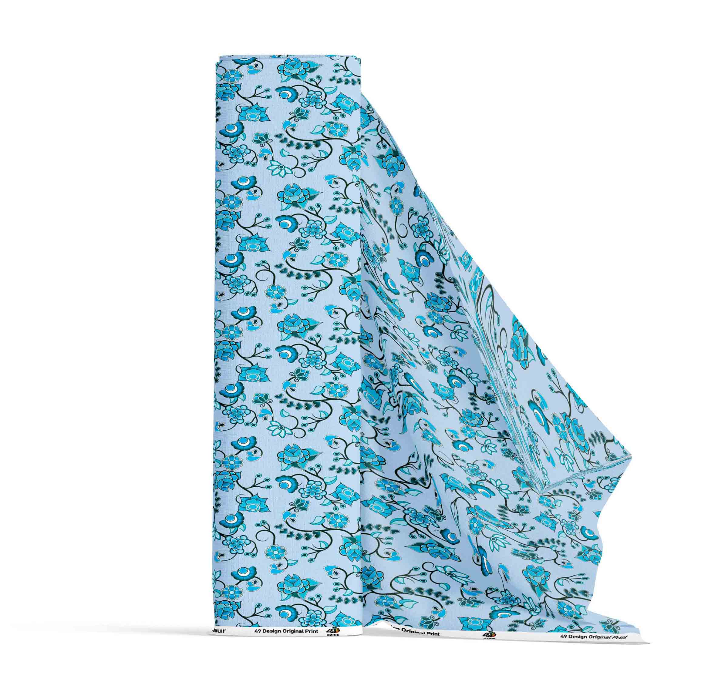 Blue Floral Amour Satin Fabric By the Yard Pre Order