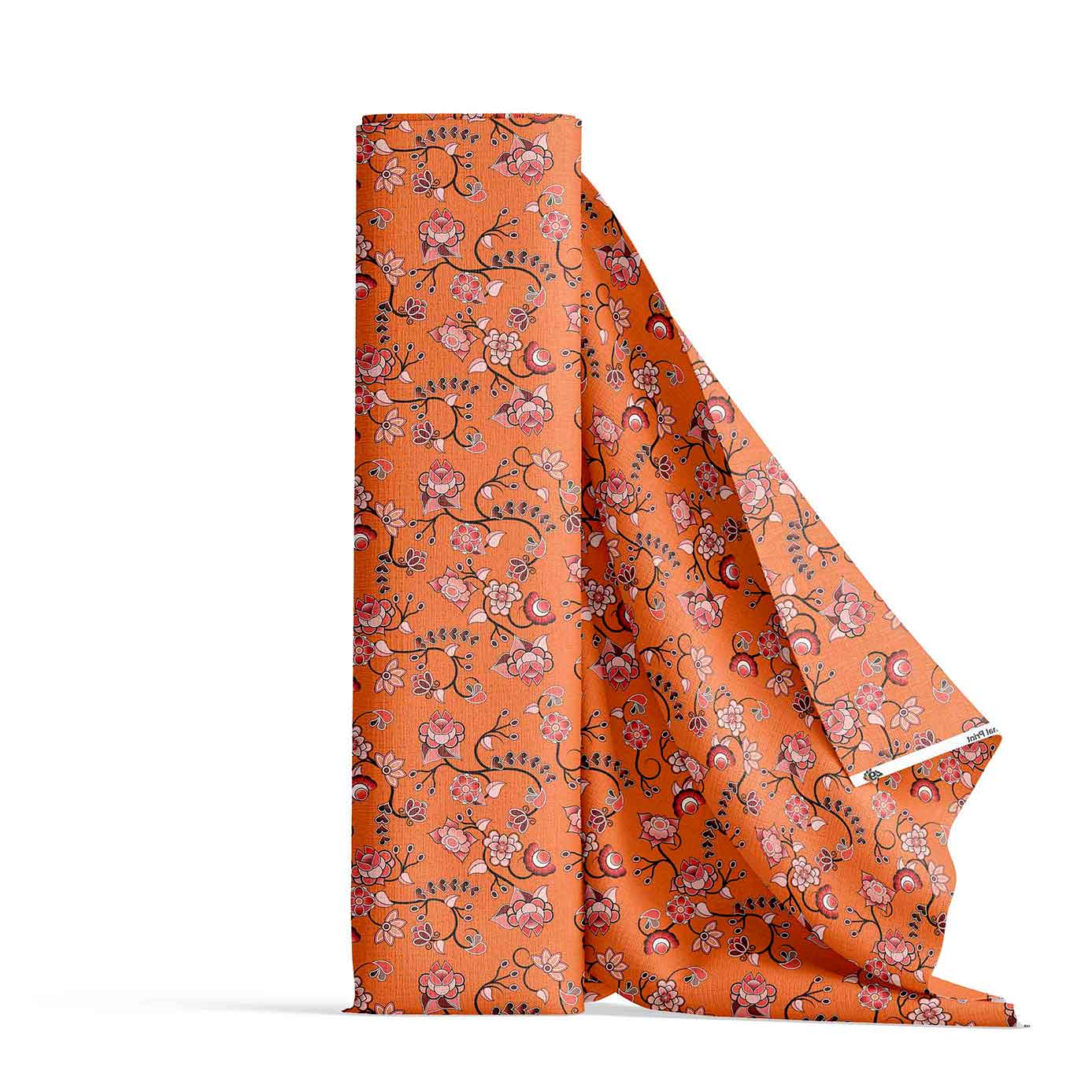 Floral Amour Orange Satin Fabric By the Yard Pre Order