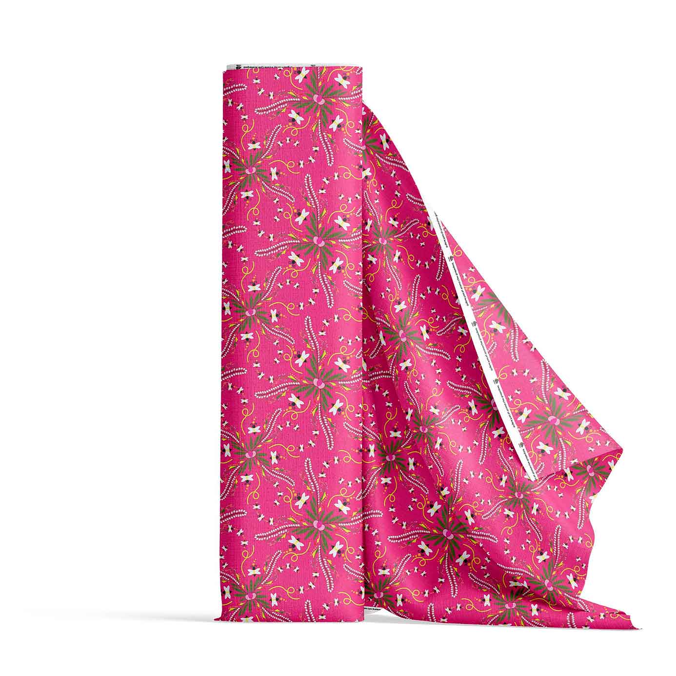 Willow Bee Bubblegum Satin Fabric By the Yard Pre Order