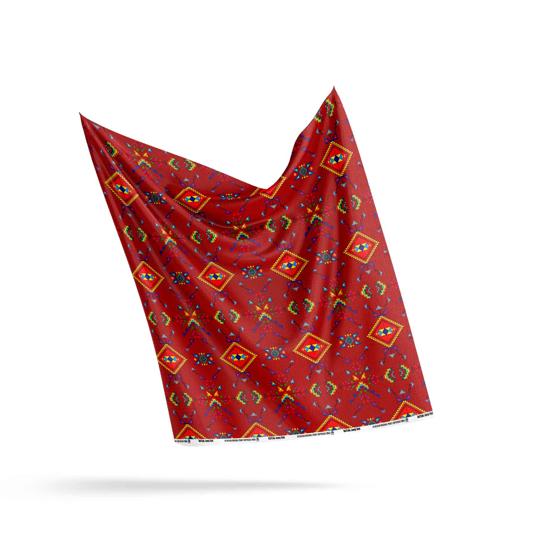 Buffalo Jump Red Satin Fabric By the Yard Pre Order