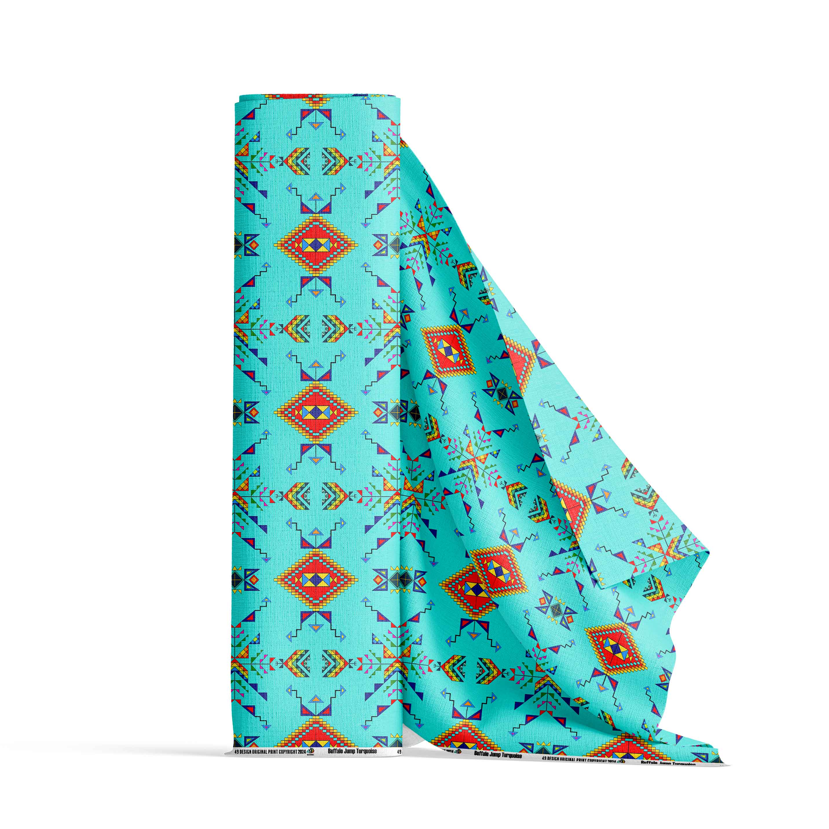 Buffalo Jump Turquoise Satin Fabric By the Yard Pre Order