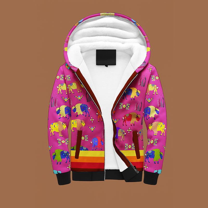Buffalo Spirit  Magenta Sherpa Hoodie