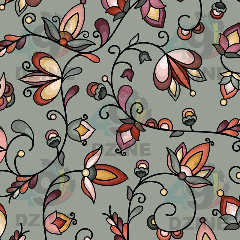 Burnt Sky Petals Green Satin Fabric By the Yard Pre Order