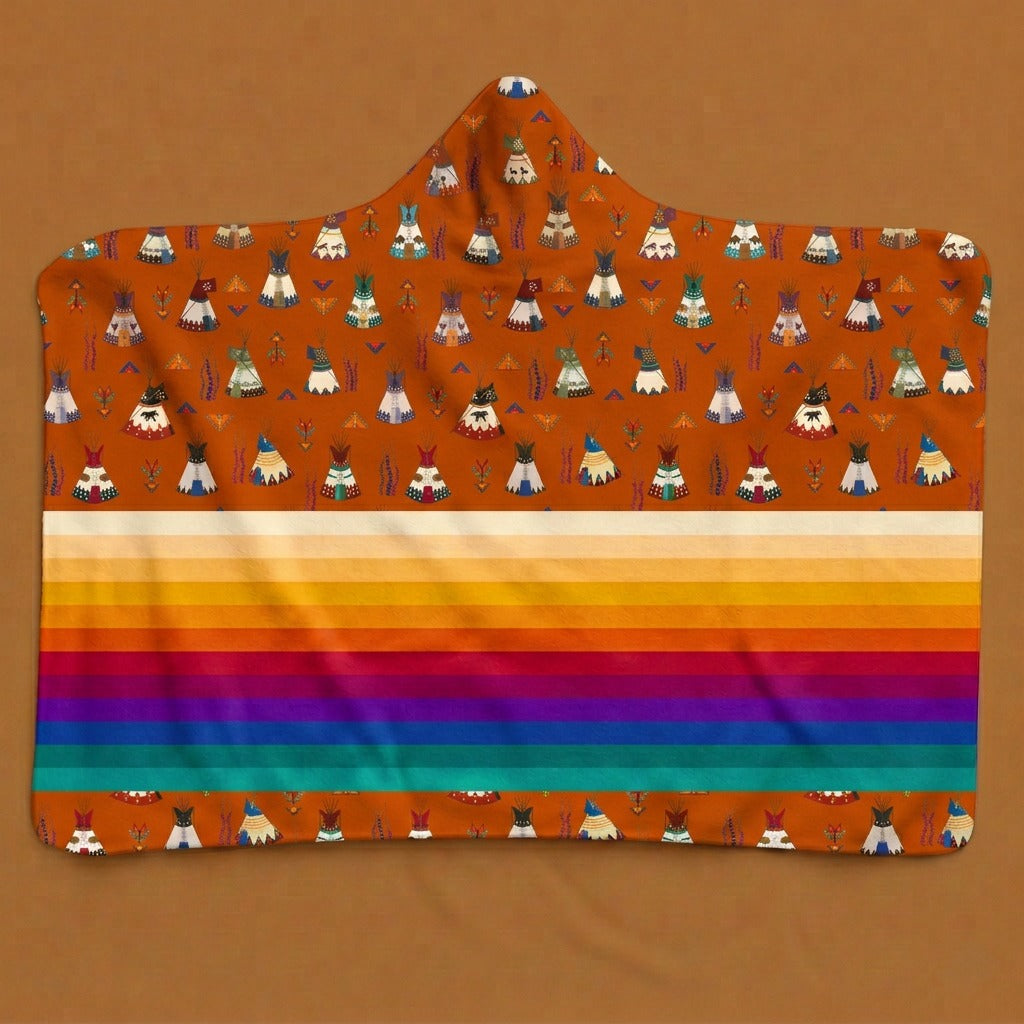 Camp Lodges Orange Hooded Blanket