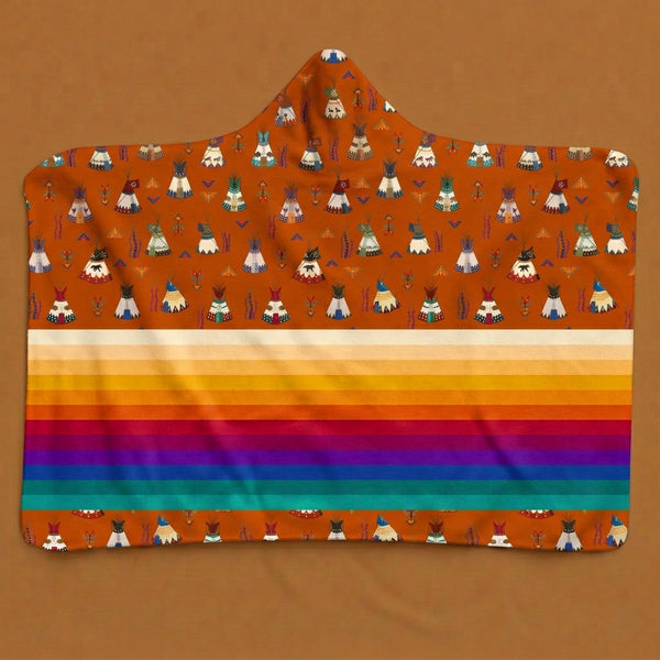 Camp Lodges Orange Hooded Blanket