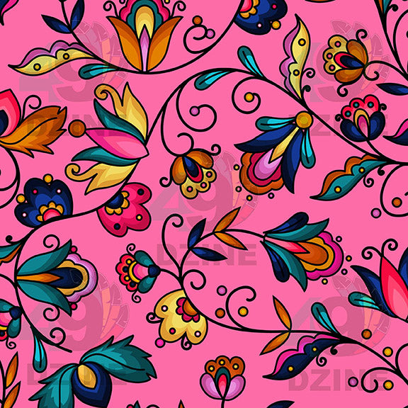 Copper Prairie Petals Pink Satin Fabric By the Yard Pre Order