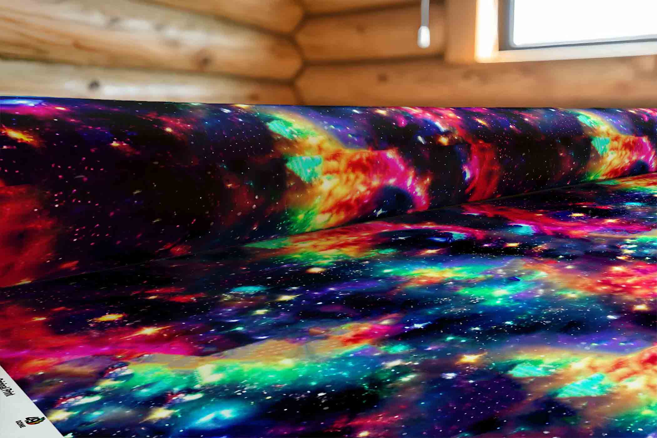 Cosmic Rainbow Satin Fabric By the Yard Pre Order