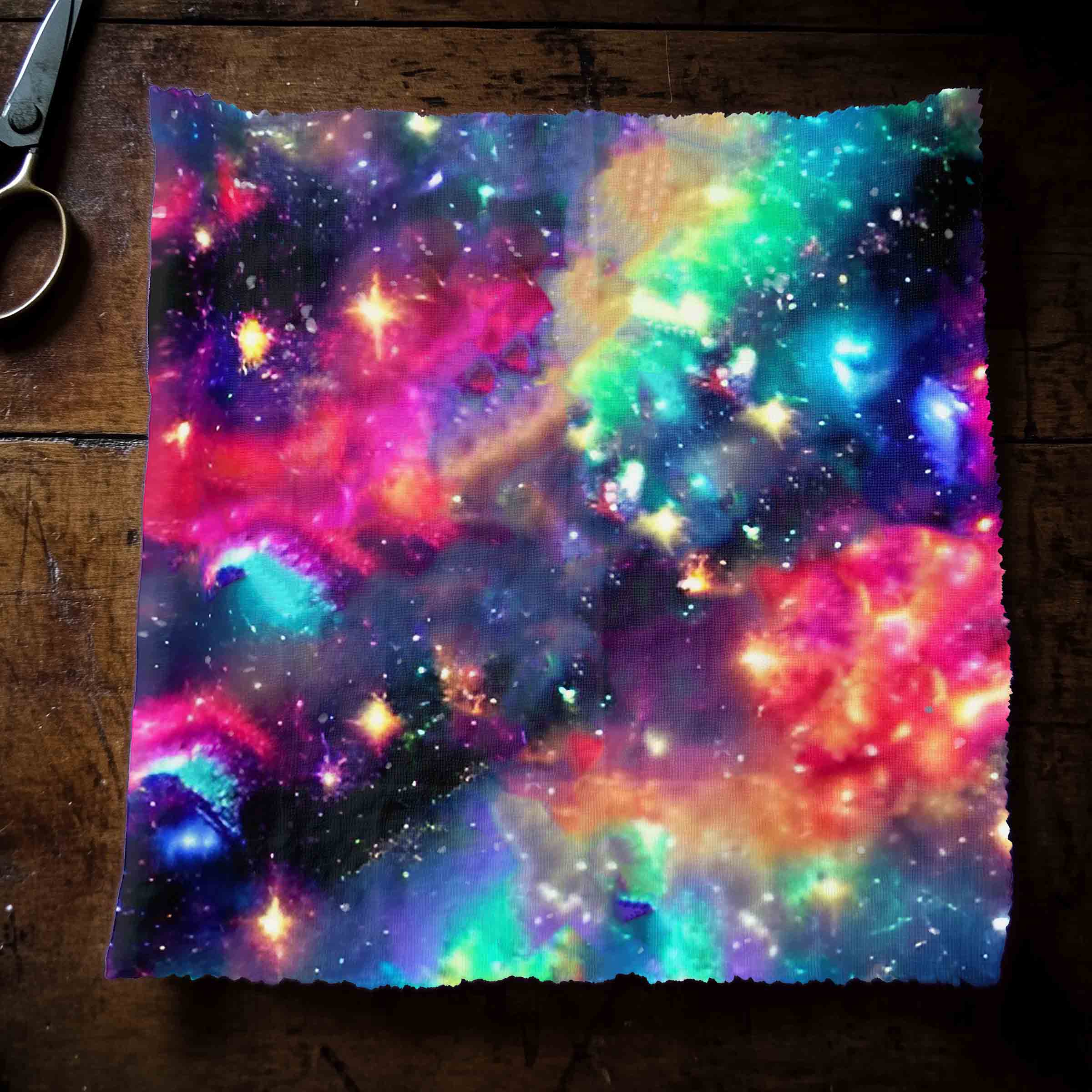 Cosmic Rainbow Satin Fabric By the Yard Pre Order