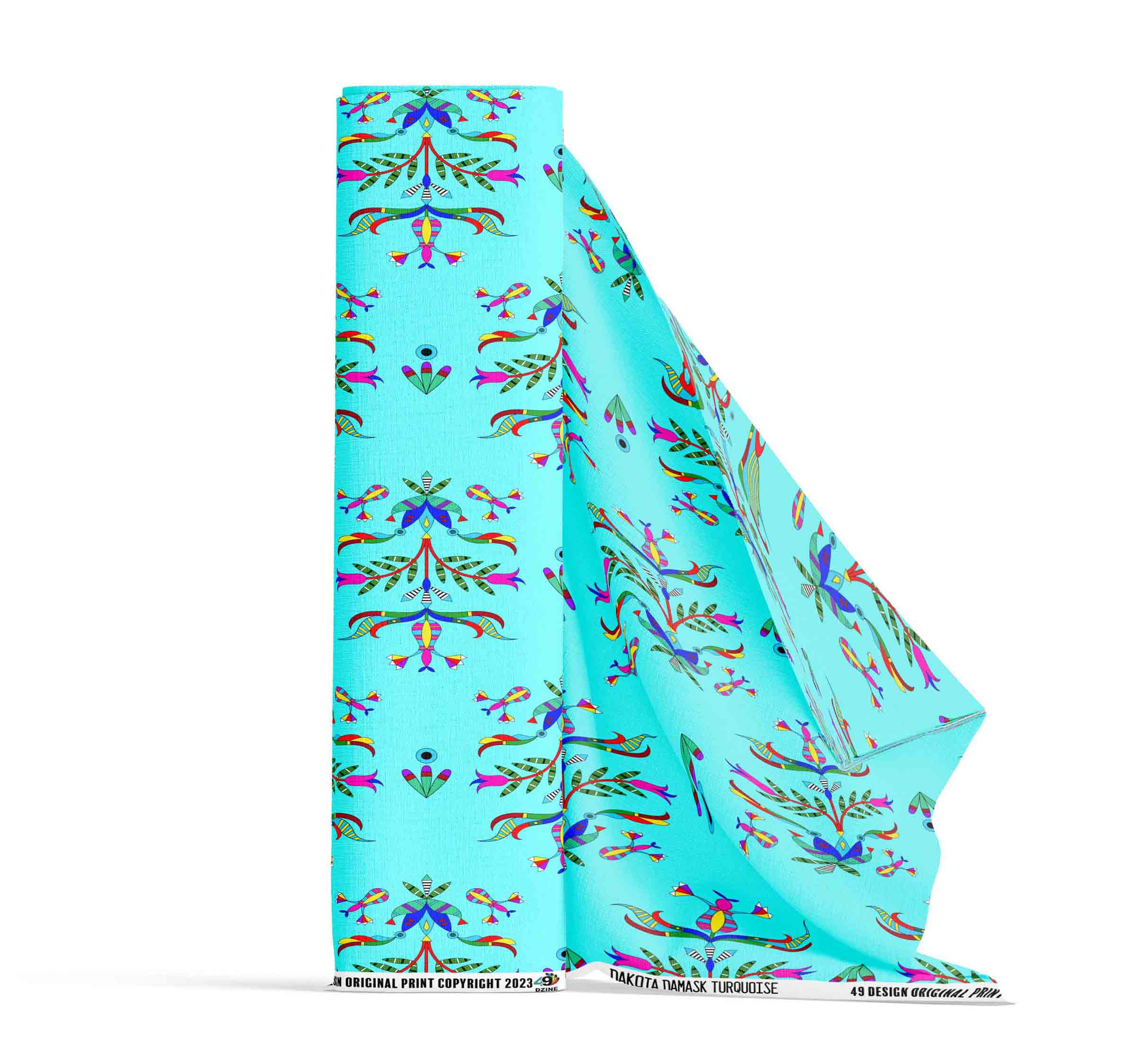 Dakota Damask Turquoise Satin Fabric By the Yard Pre Order