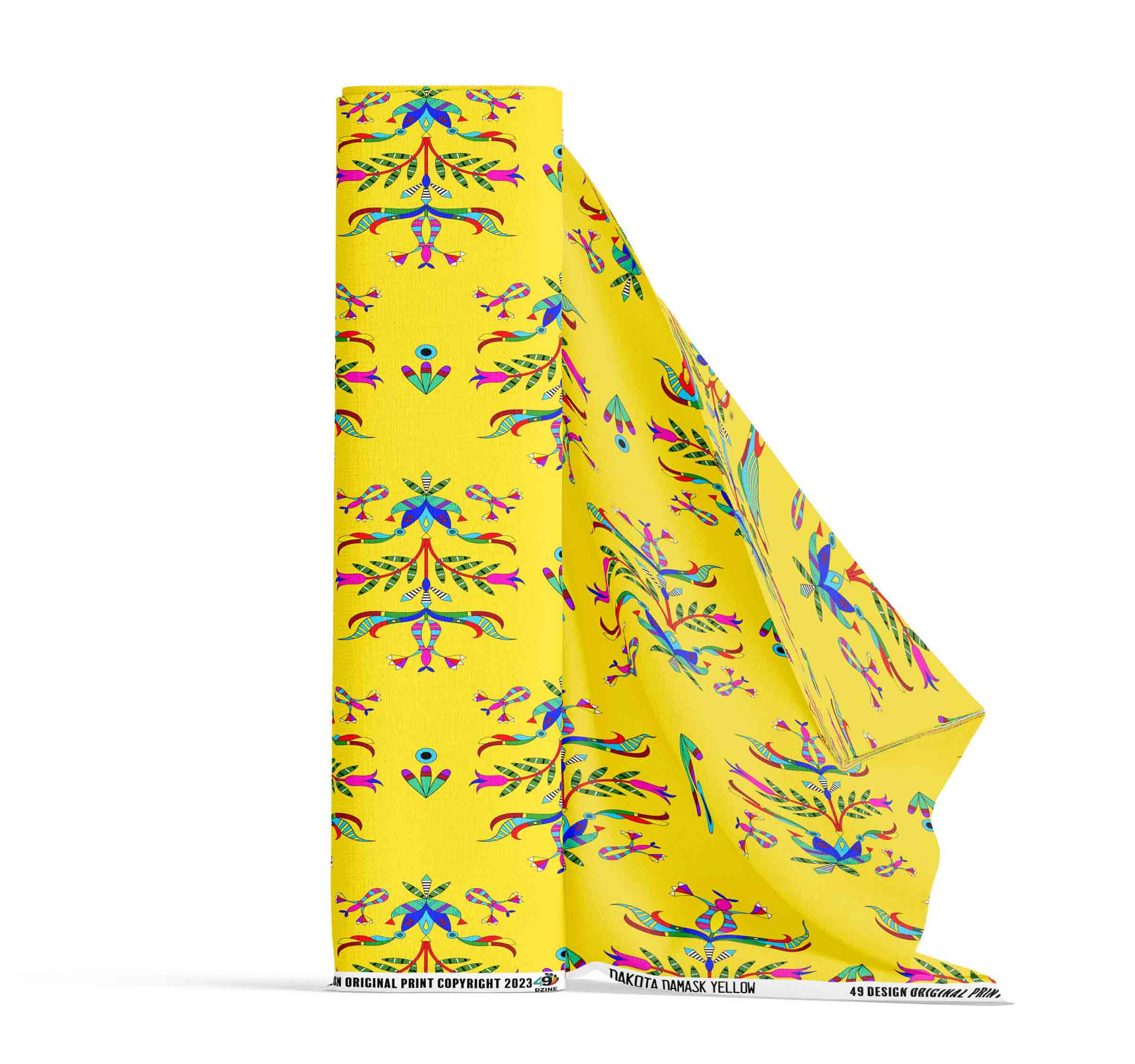 Dakota Damask Yellow Satin Fabric By the Yard Pre Order