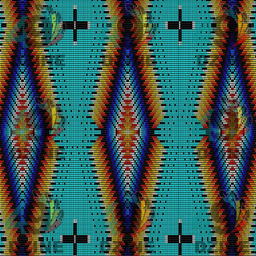 Dentalium on Turquoise 42 Inch Cotton Poplin Pre Order