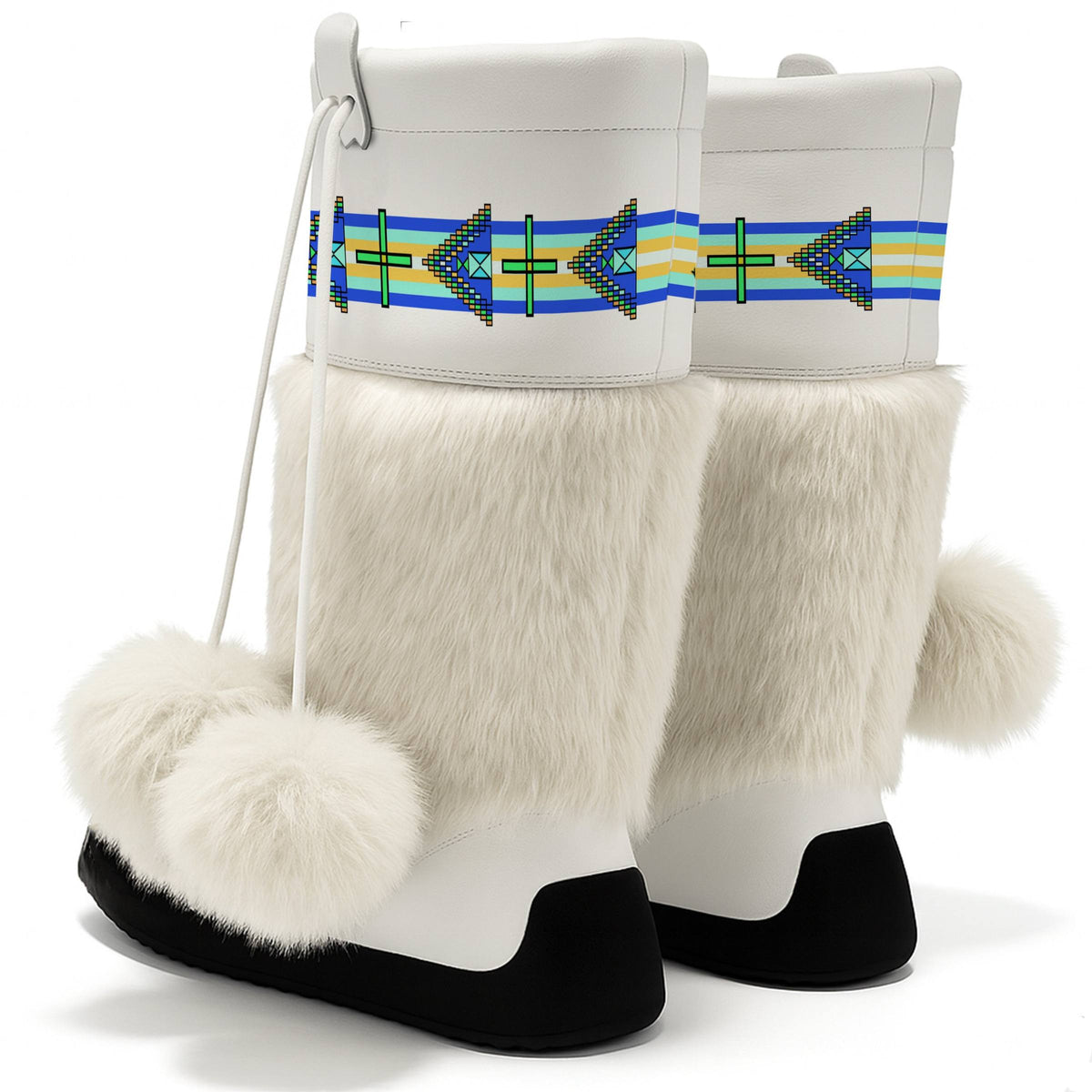 Eagle Strike White Real Leather MocLux Calf with White Fur