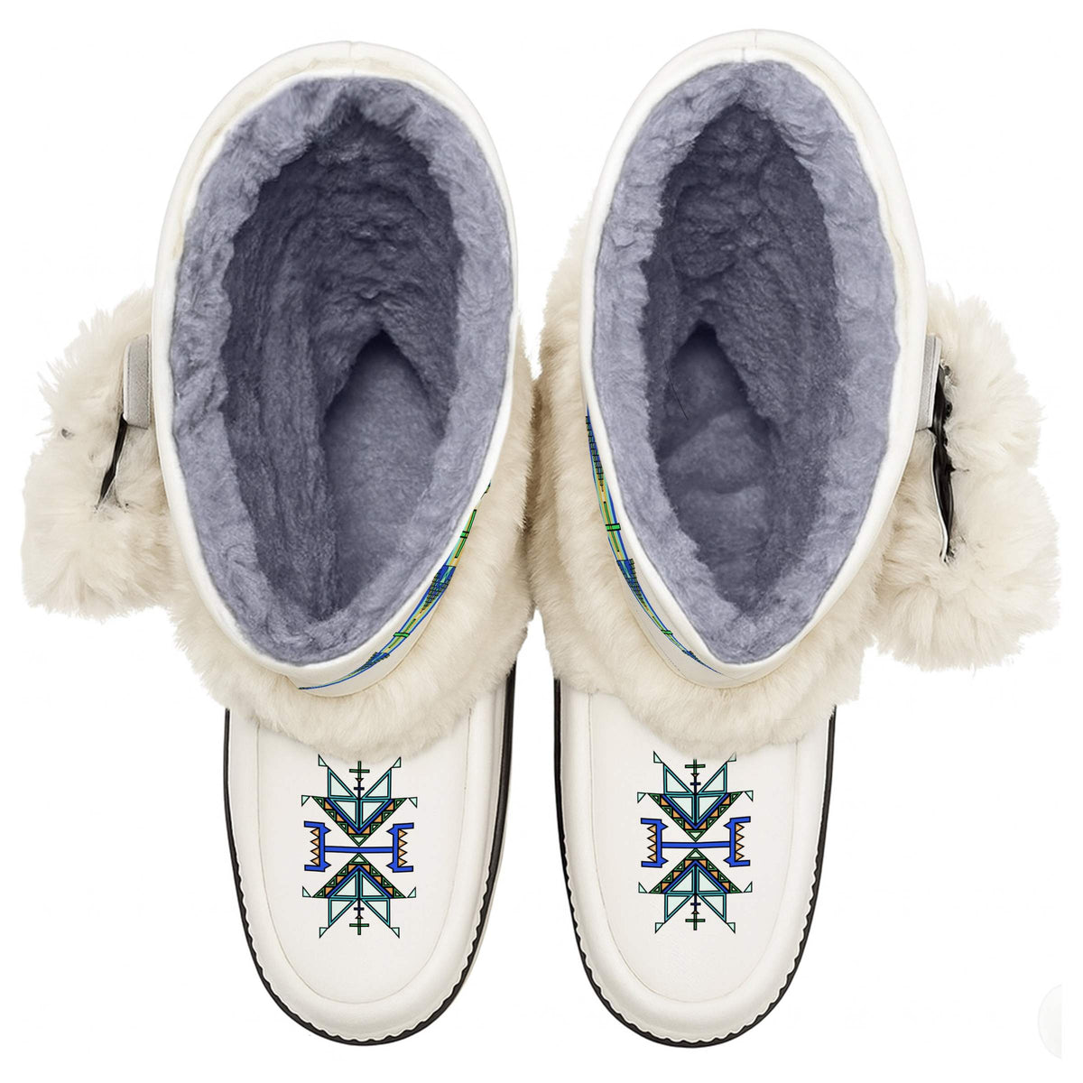 Eagle Strike White Real Leather MocLux Calf with White Fur