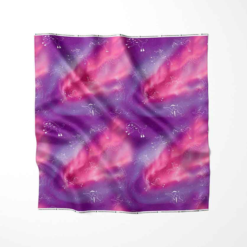 Animal Ancestors Aurora Gases Pink and Purple Satin Fabric By the Yard Pre Order