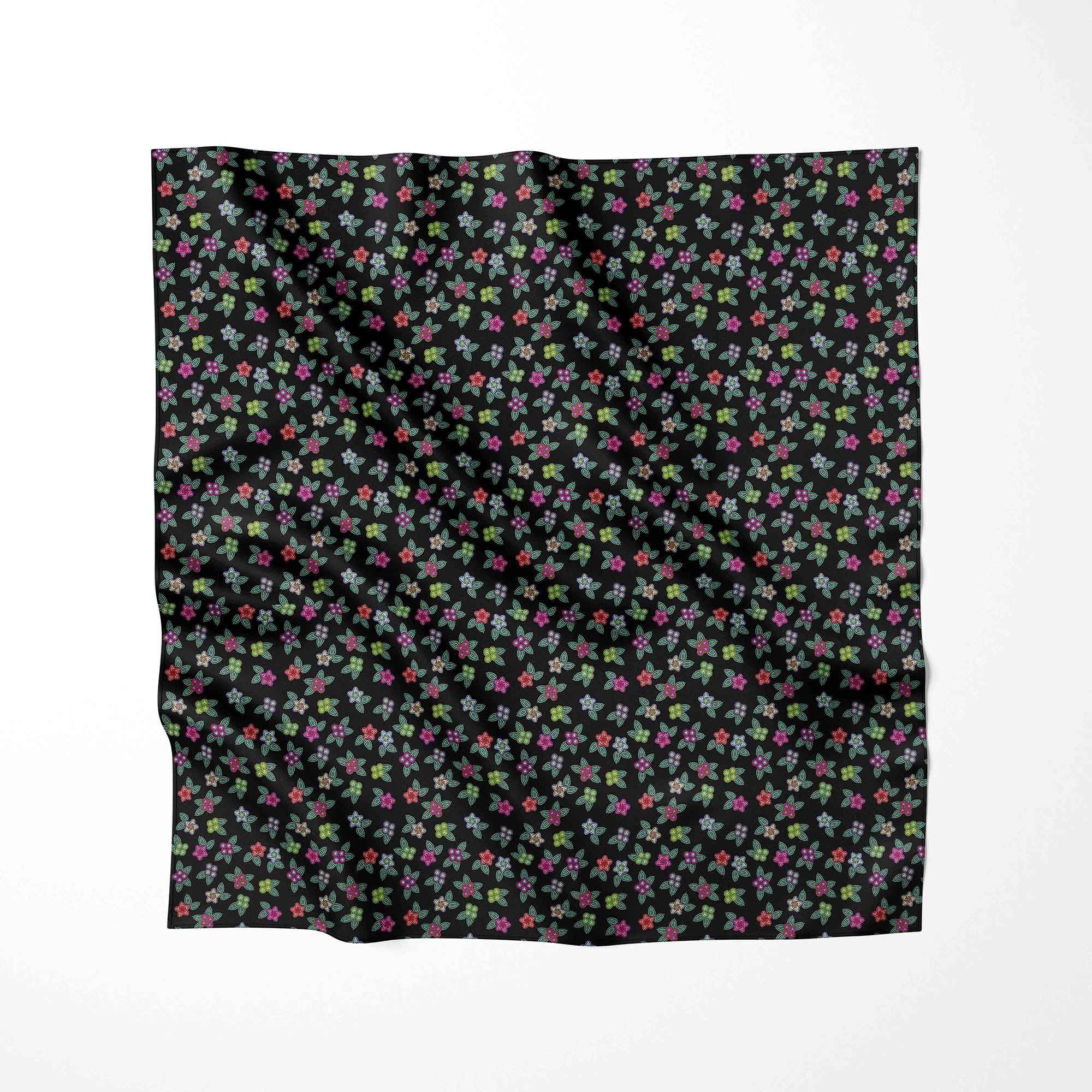 Berry Flowers Black Satin Fabric By the Yard Pre Order