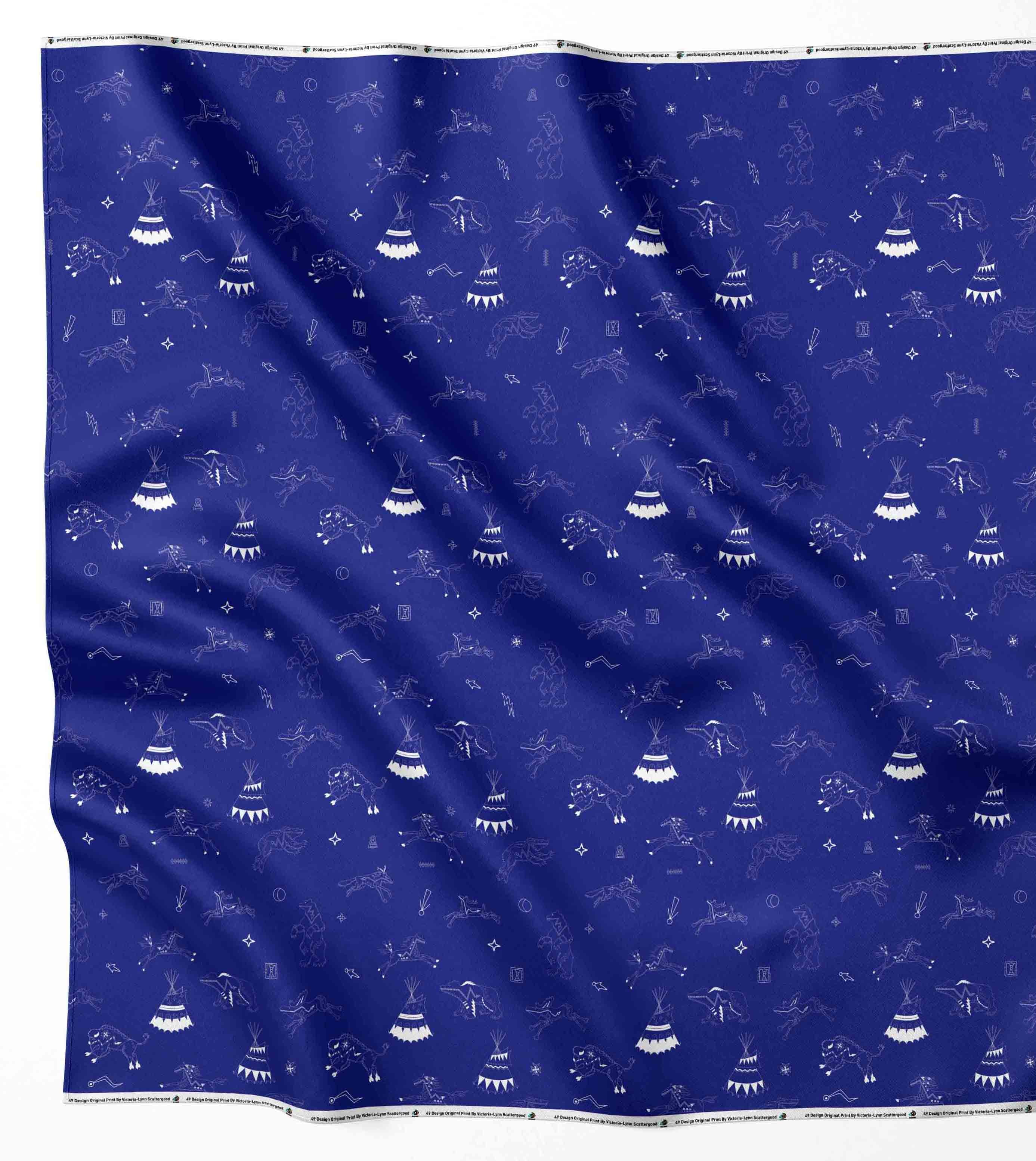 Ledger Dabbles Blue Satin Fabric By the Yard Pre Order