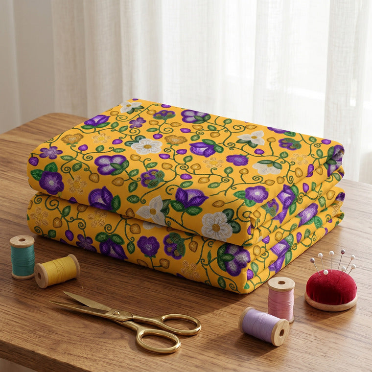 Midnight Moss Bloom Yellow 42 Inch Cotton Poplin Pre Order