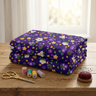 Midnight Moss Bloom Aubergine 42 Inch Cotton Poplin Pre Order