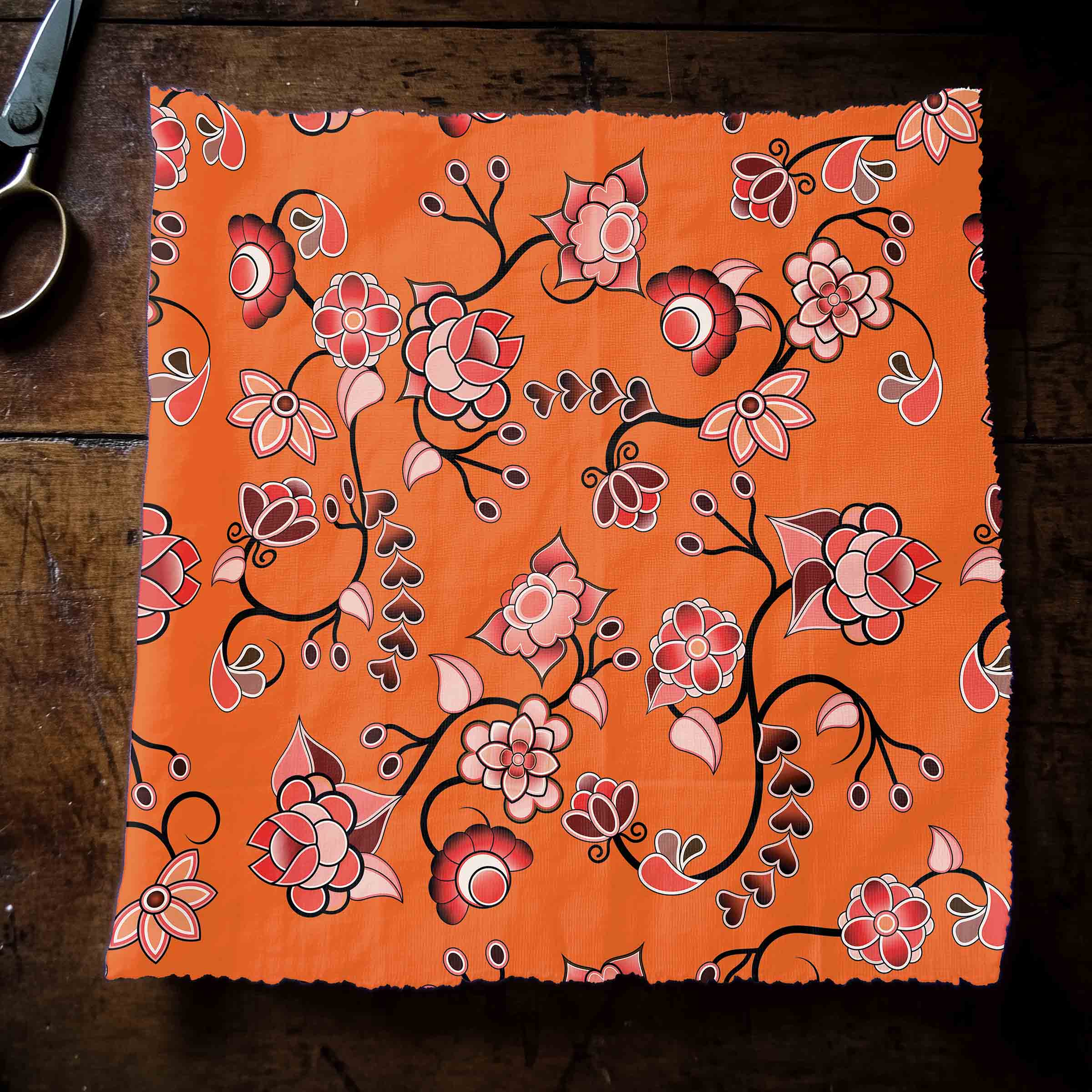 Floral Amour Orange 56 inch Cotton Poplin Pre Order