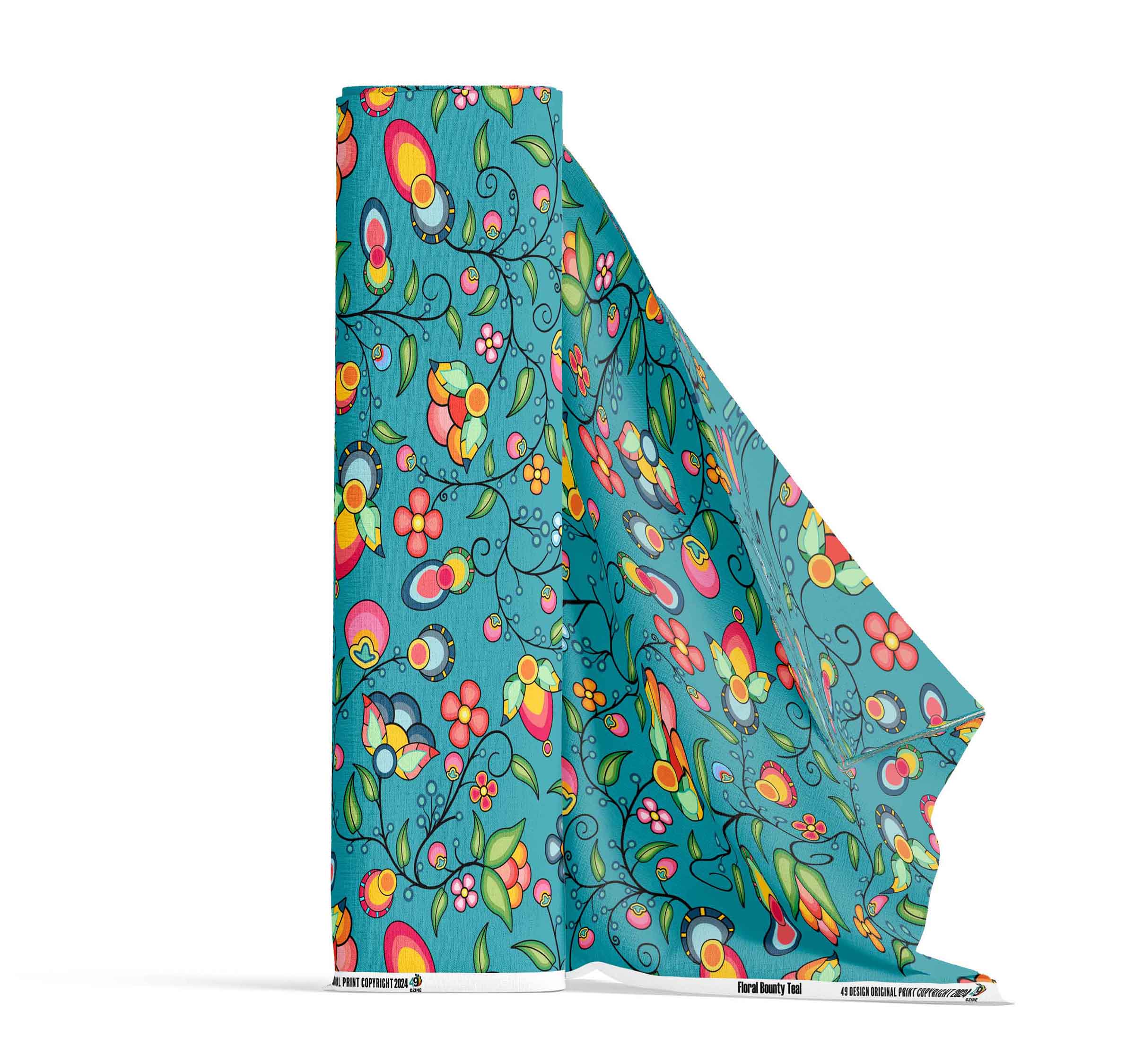 Floral Bounty Teal 56 Inch Cotton Poplin Pre Order