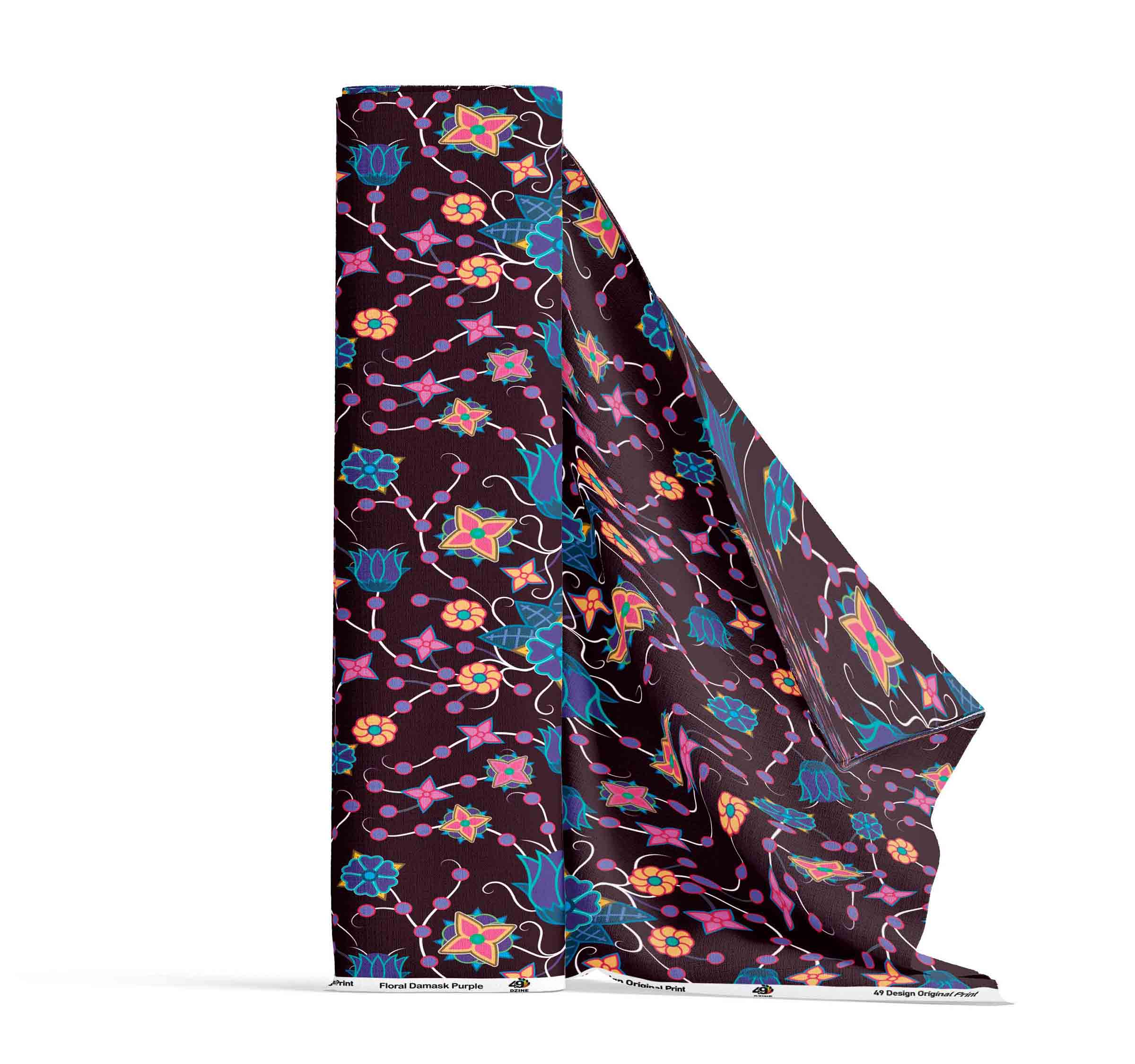 Floral Damask Purple Satin Fabric By the Yard Pre Order