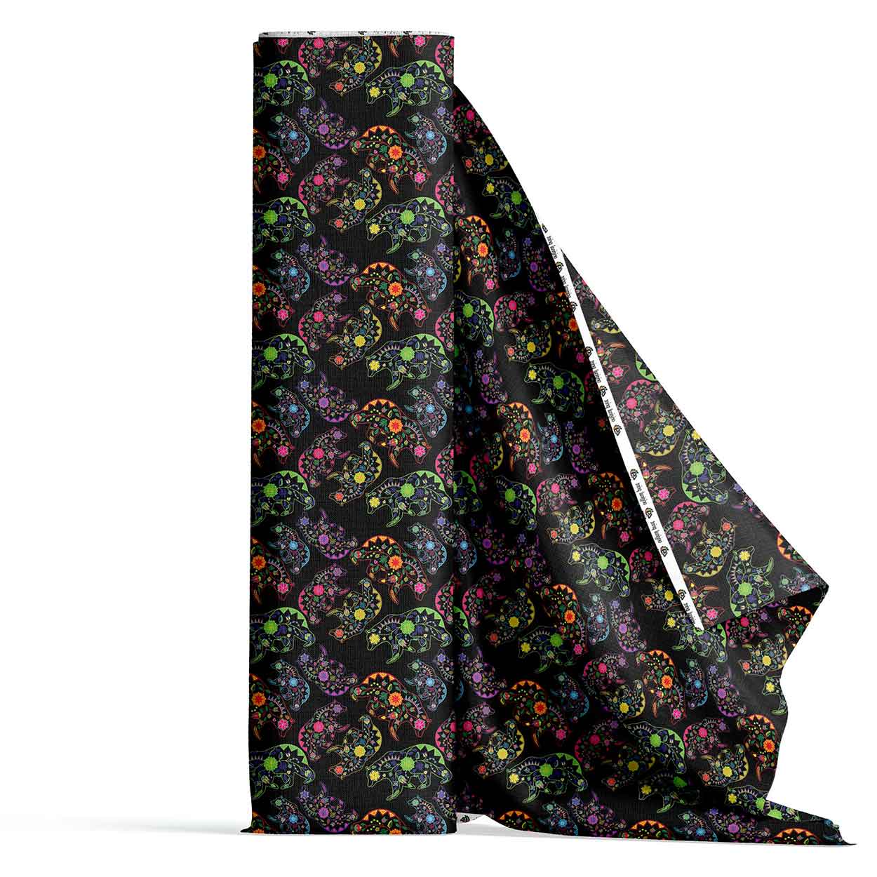 Neon Floral Bears Satin Fabric By the Yard Pre Order