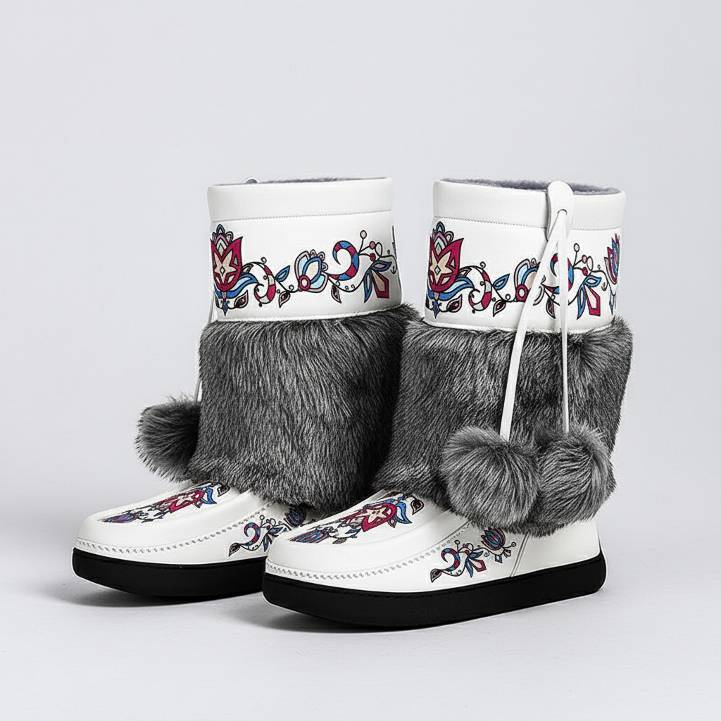 Northern Ember Real Leather MocLux Calf with Fur