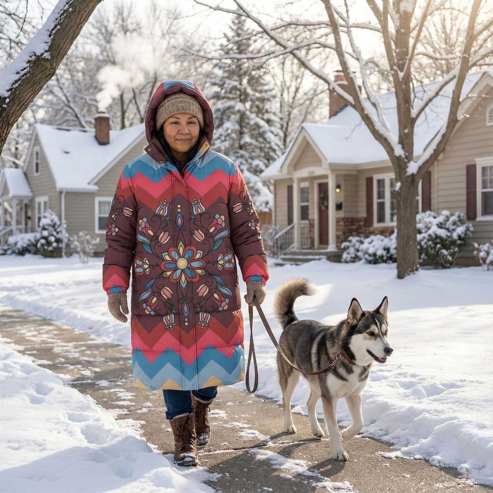 Frozen Petal Cascade Unisex Long Down Jacket