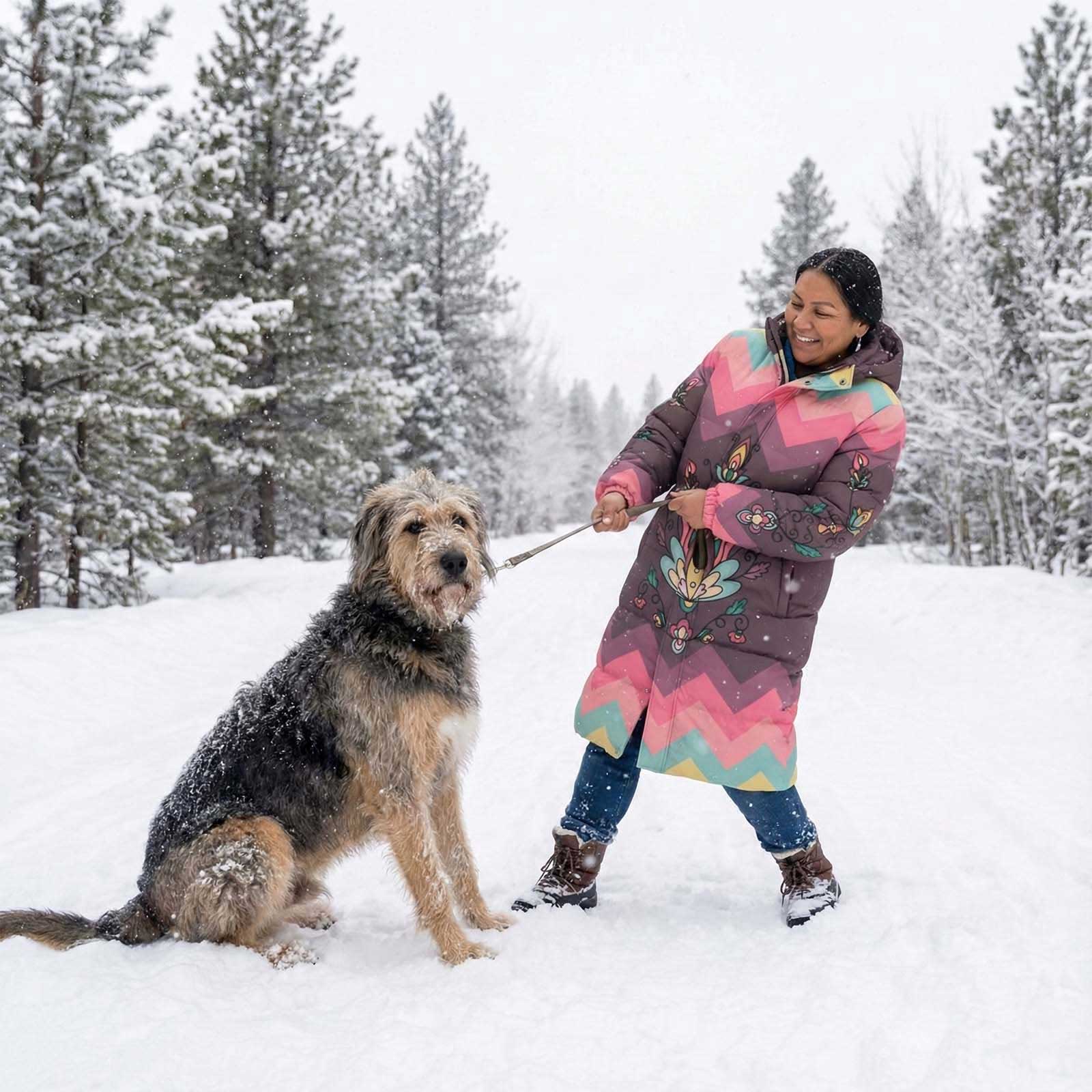 Golden Harvest Bloom Unisex Long Down Jacket