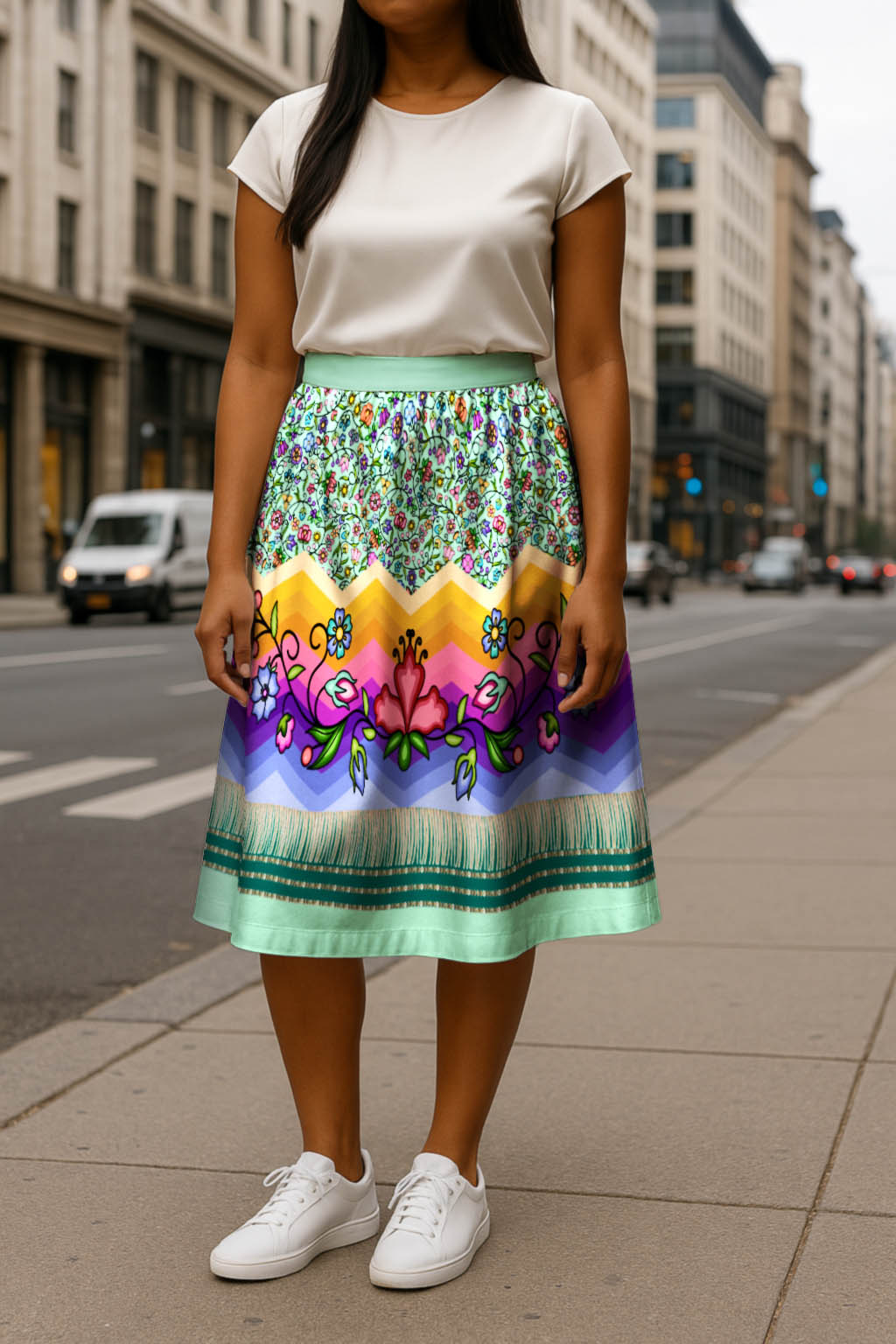 Grandmother Legacy Mint 3 Elastic Waist Pocket Midi Skirt