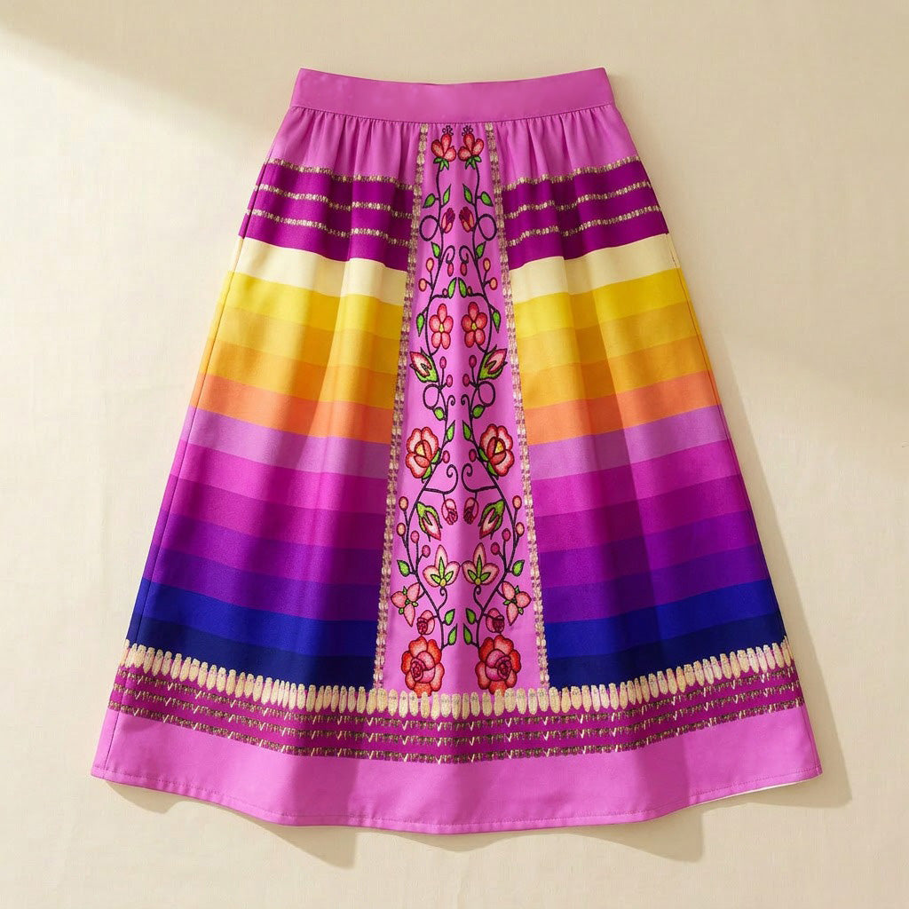 Grandmother Legacy Magenta 2 Elastic Waist Pocket Midi Skirt