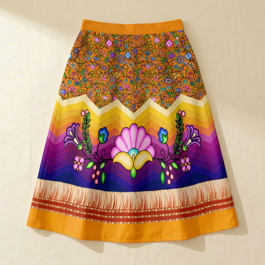 Grandmother Legacy Orange 3 Elastic Waist Pocket Midi Skirt