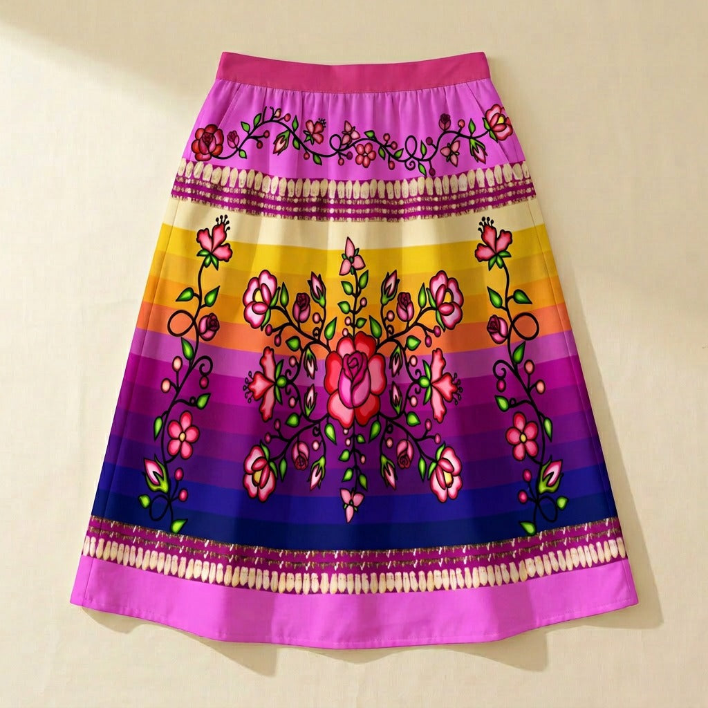 Grandmother Legacy Magenta 1 Elastic Waist Pocket Midi Skirt