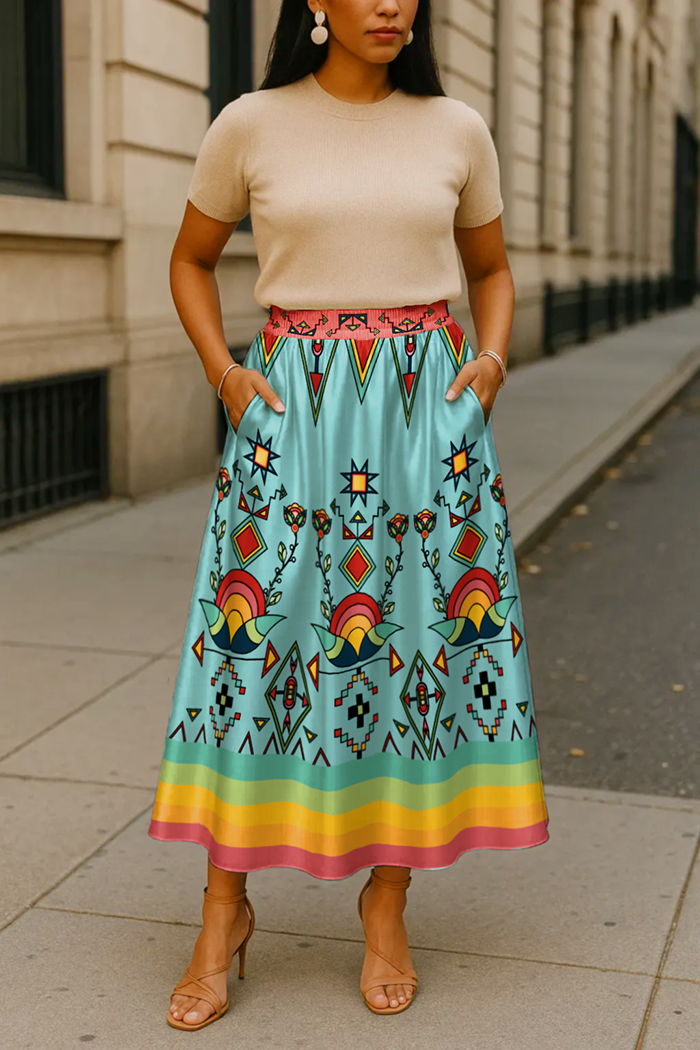 Horizon Blossom Light Blue Skirt