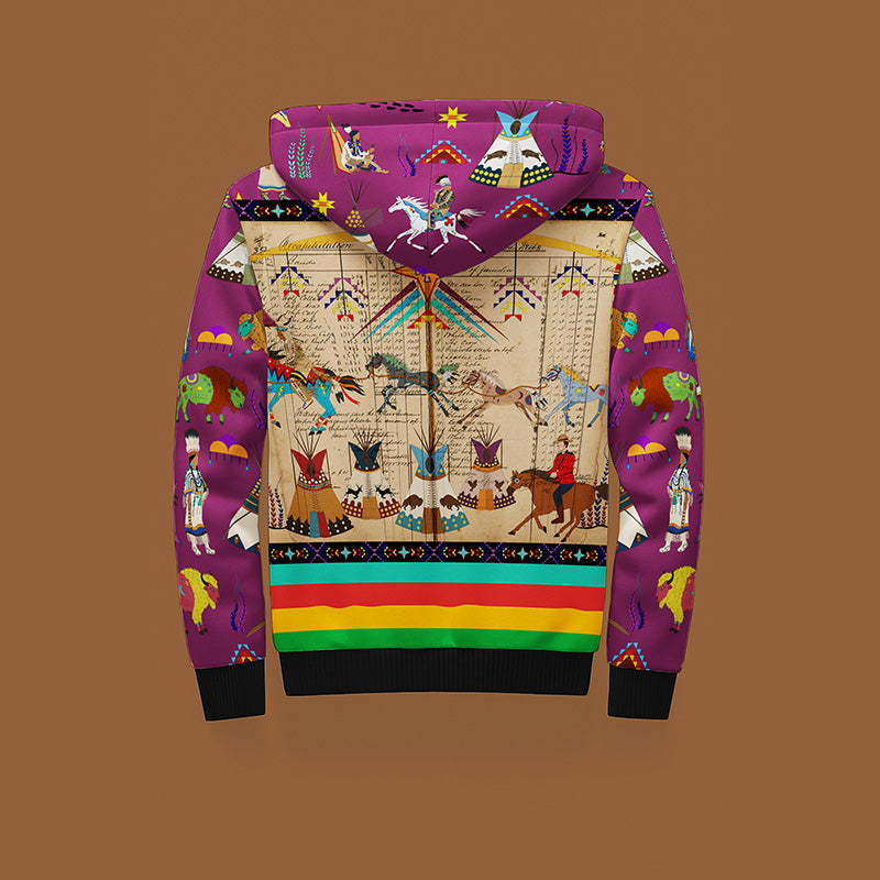 Horse Raid Mulberry Sherpa Hoodie