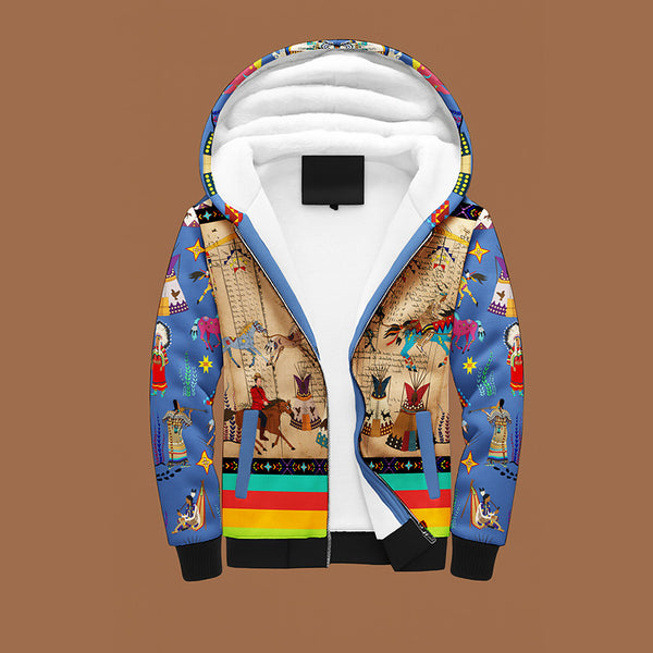 Horse Raid Blue Sherpa Hoodie