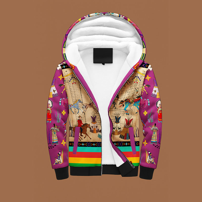 Horse Raid Mulberry Sherpa Hoodie