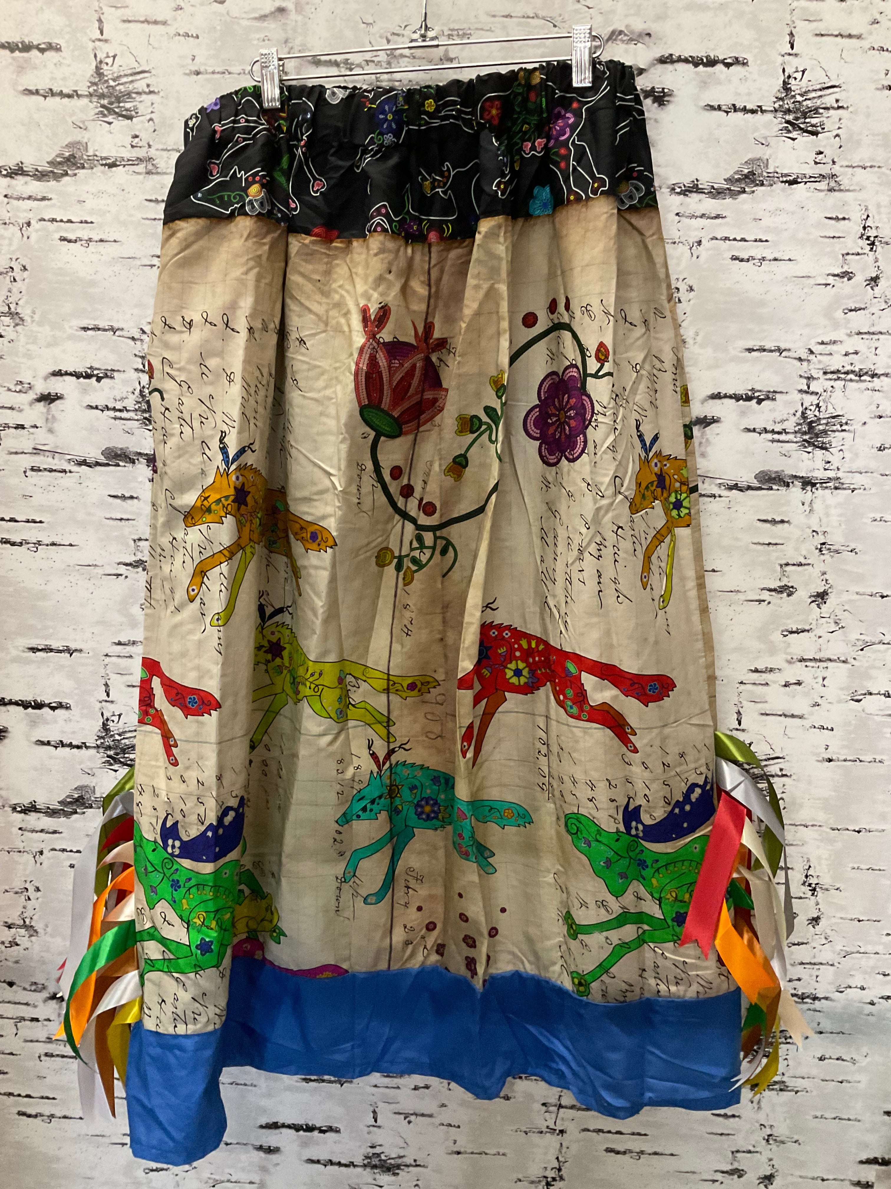 Handmade Ledger way of life w/ Floral beaded Top Ribbon Skirt