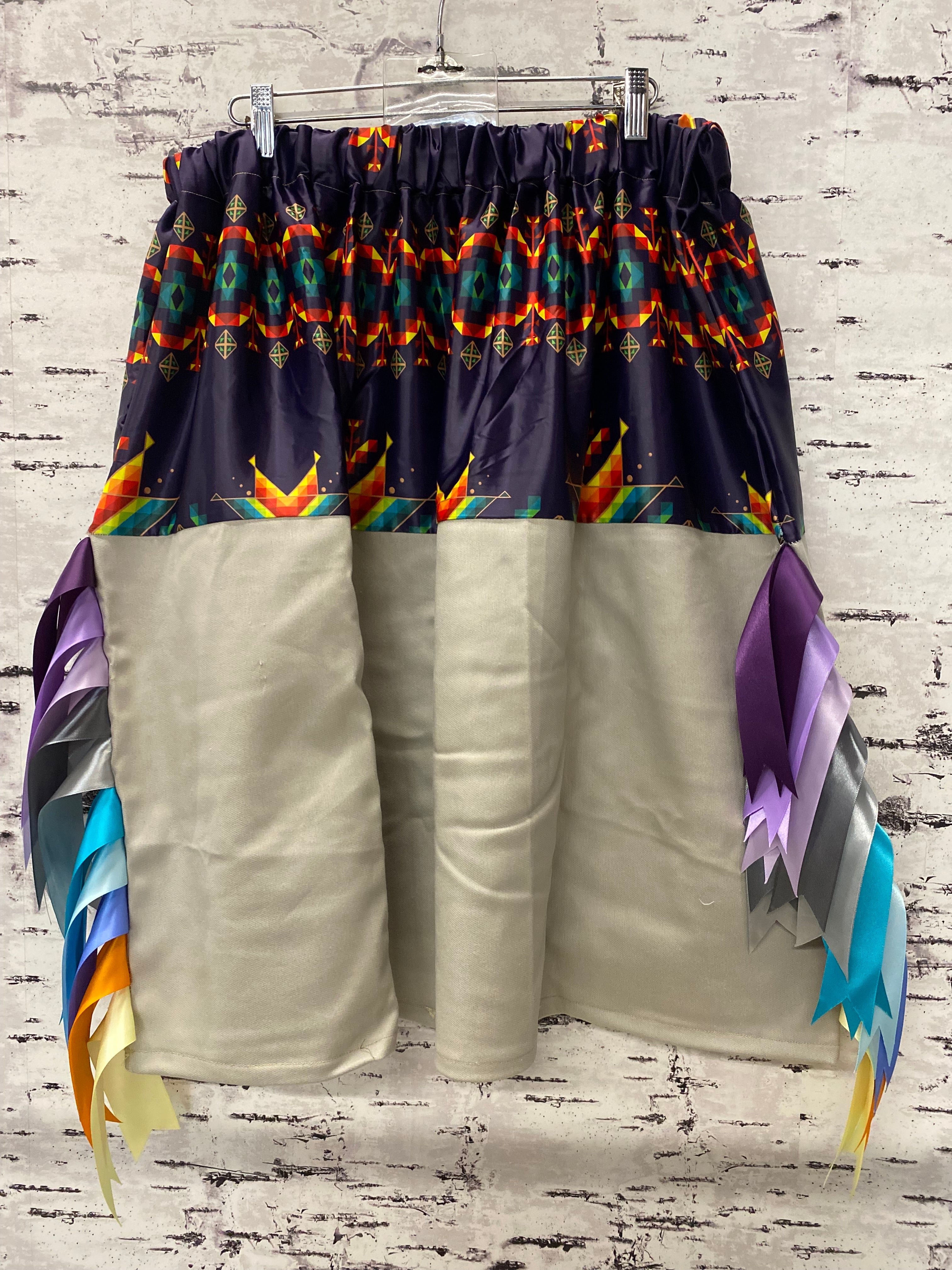 Handmade Sacred Trust w/ Grey Canvas Satin Ribbon Skirt