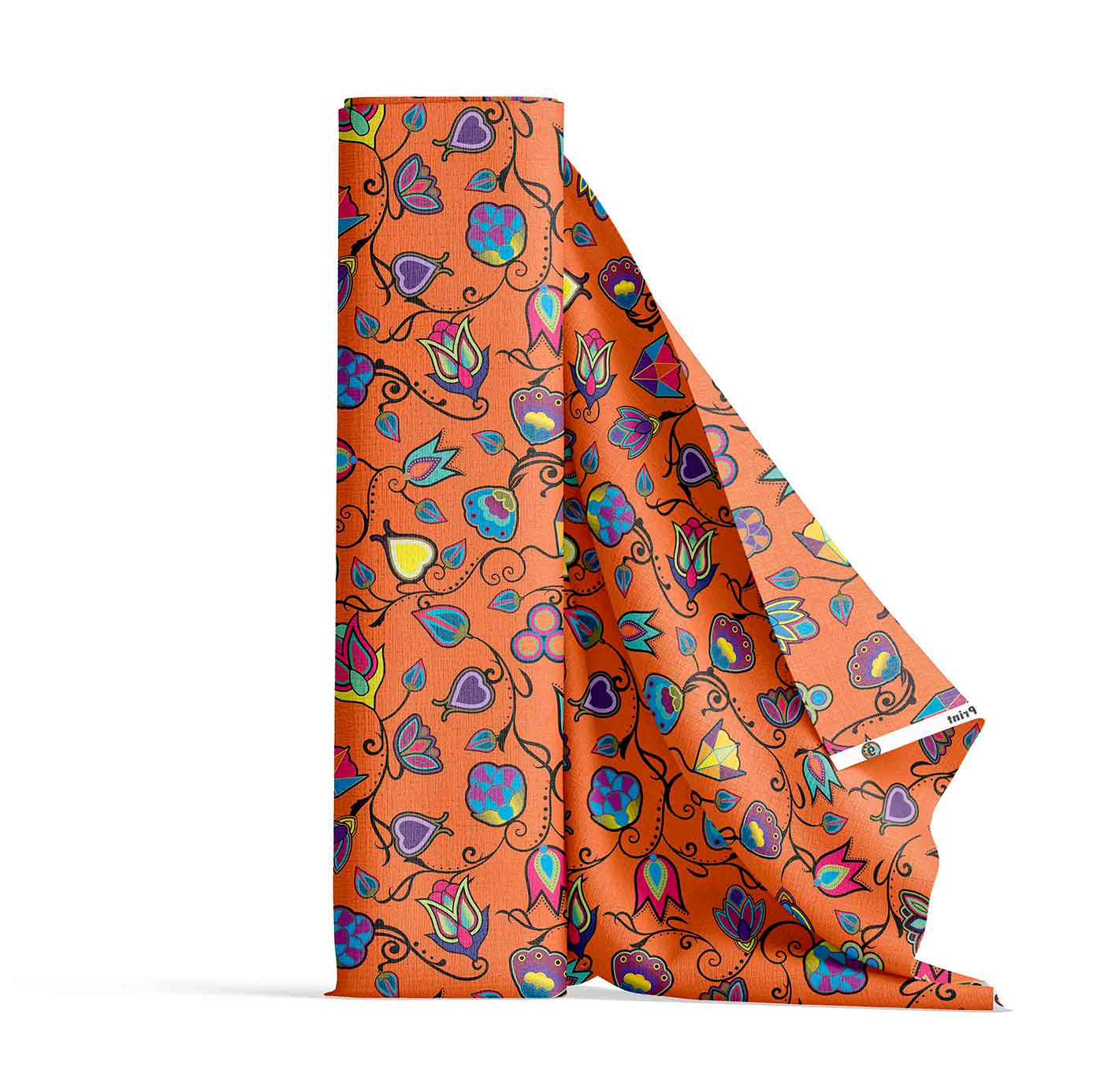 Indigenous Paisley Orange Satin Fabric By the Yard Pre Order