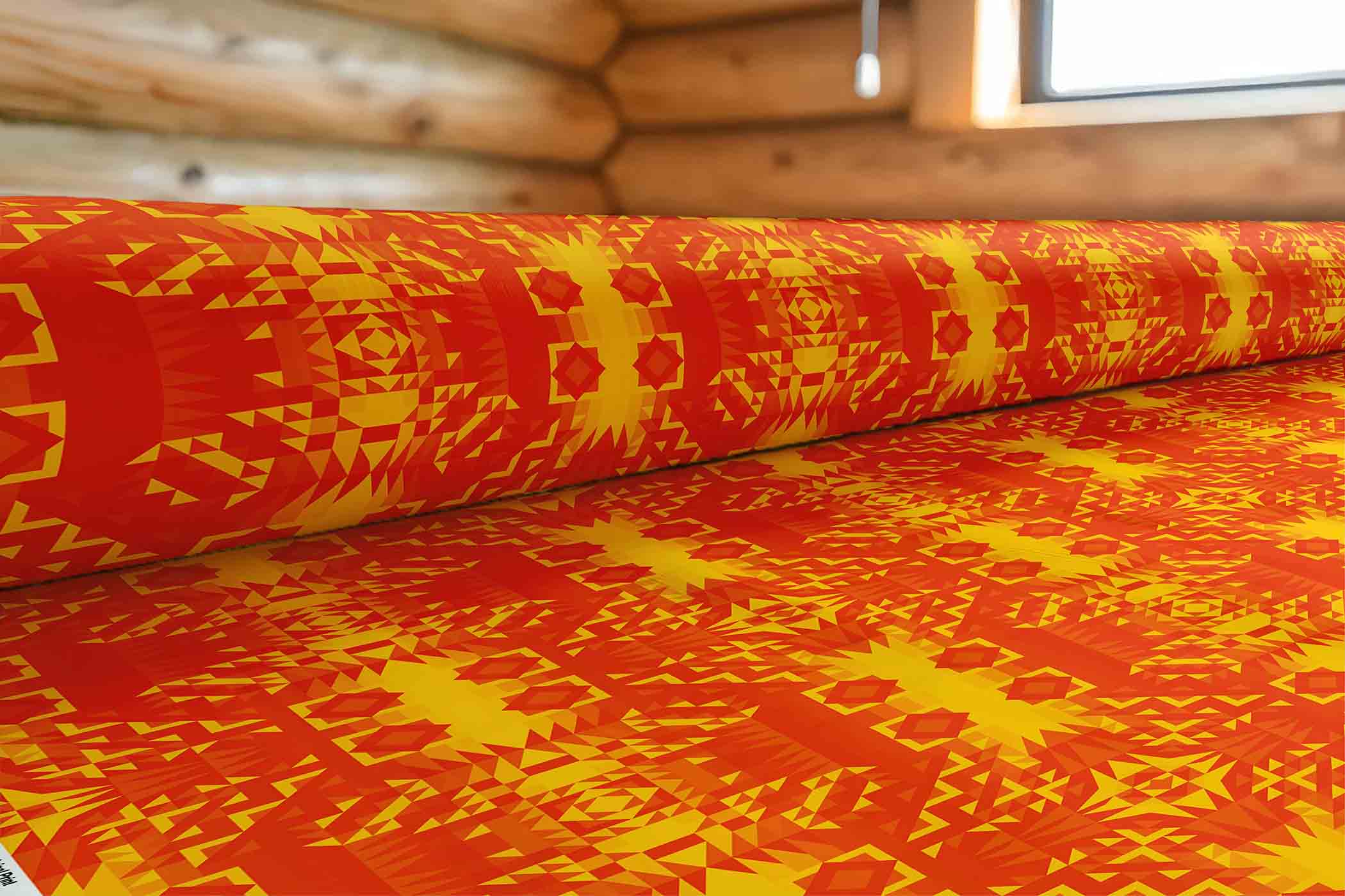 Kaleidoscope Orange Satin Fabric By the Yard Pre Order