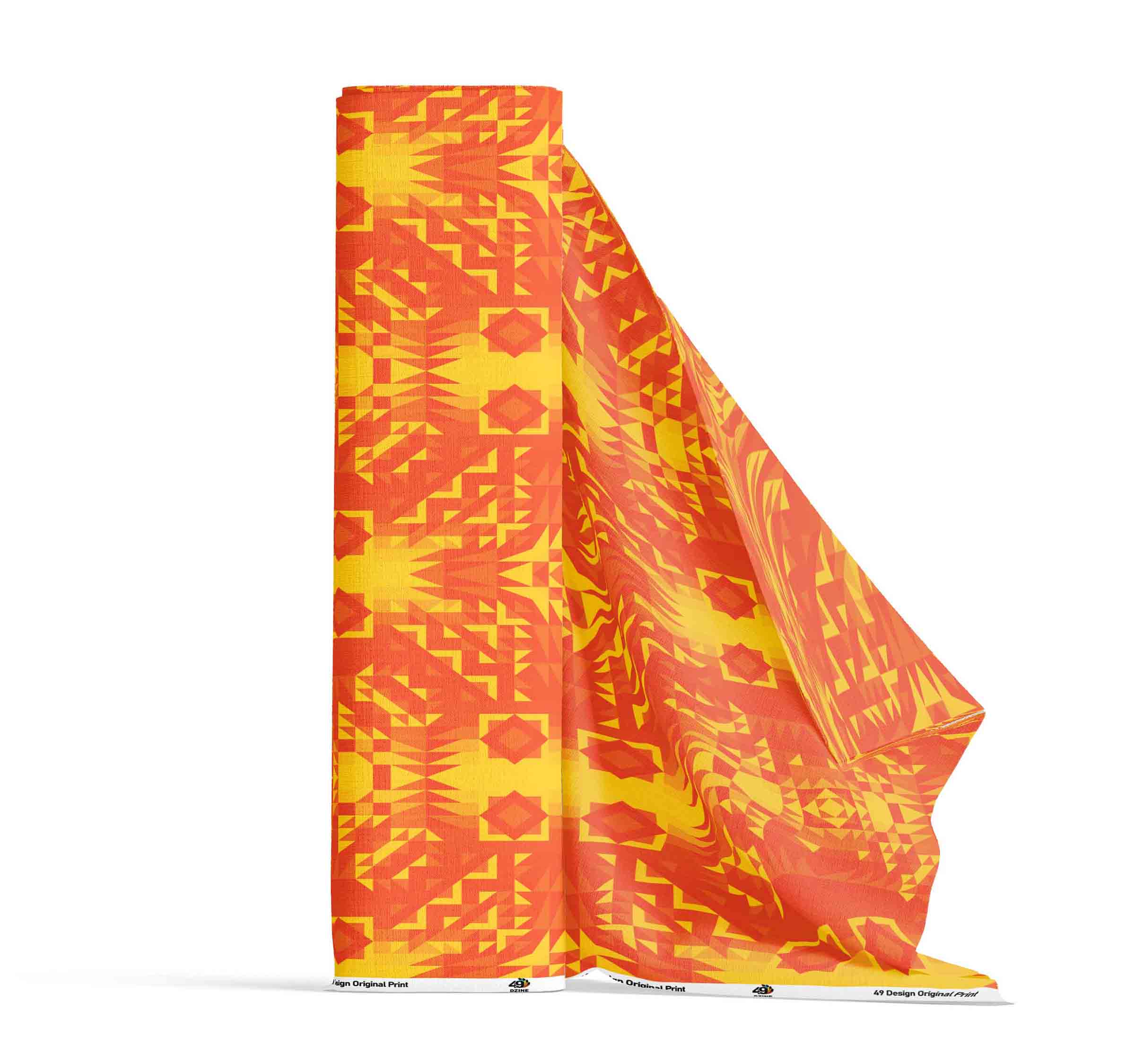 Kaleidoscope Orange Satin Fabric By the Yard Pre Order